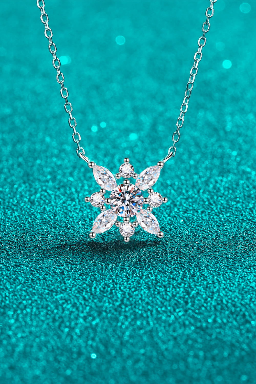 Moissanite Rhodium-Plated Necklace Trendsi