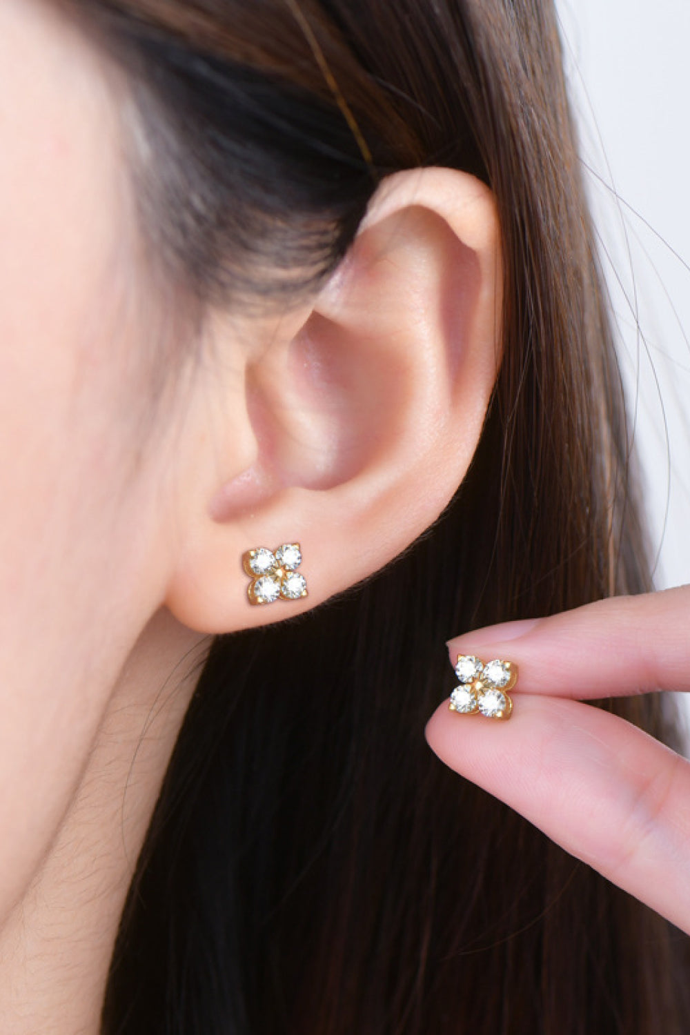 Minimalist Moissanite 925 Sterling Silver Four-Leaf Clover Shape Earrings Trendsi