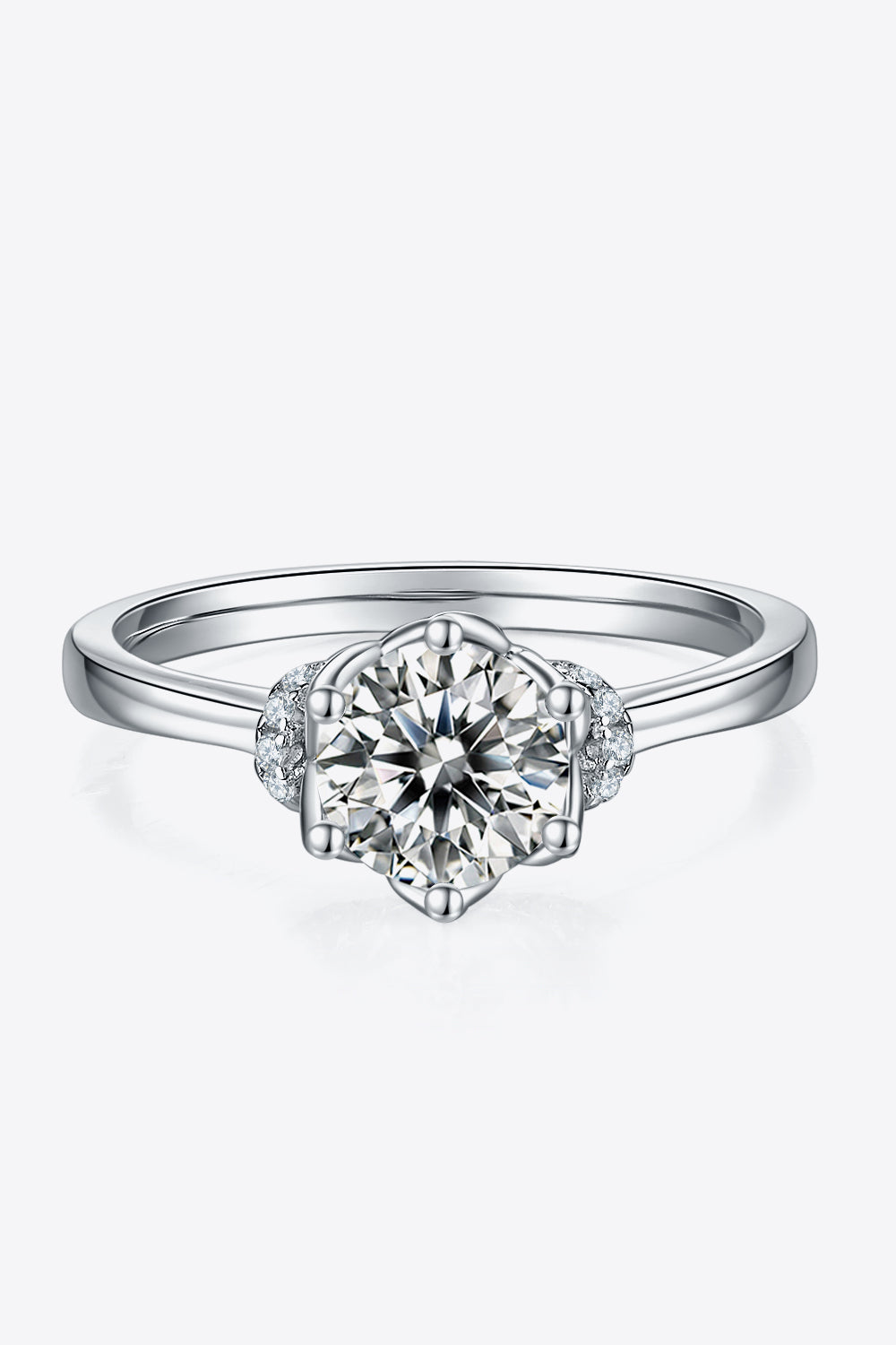 Silver Minimalist 1 Carat Moissanite 925 Sterling Silver Ring Trendsi