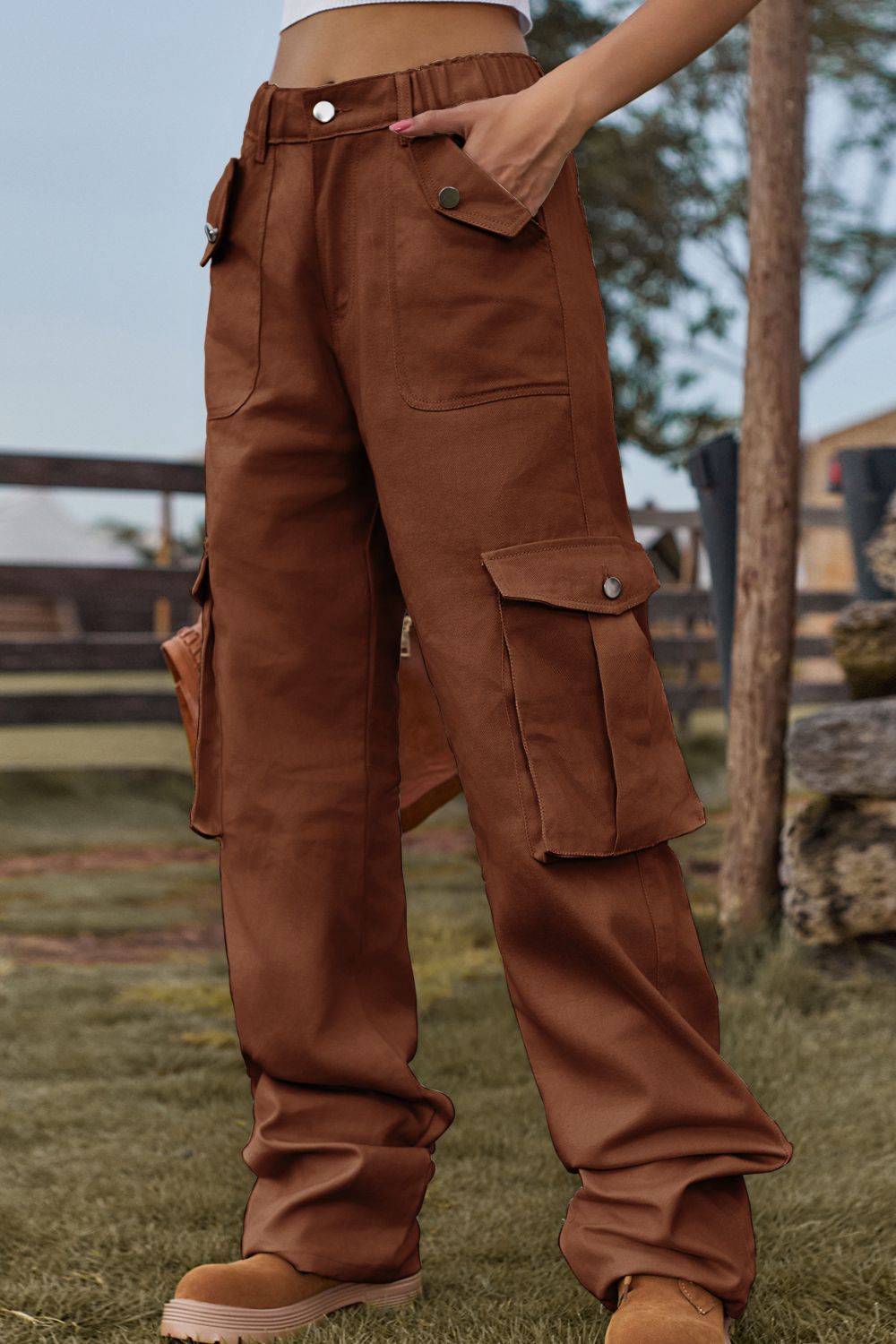 Loose Fit Long Jeans with Pockets Trendsi