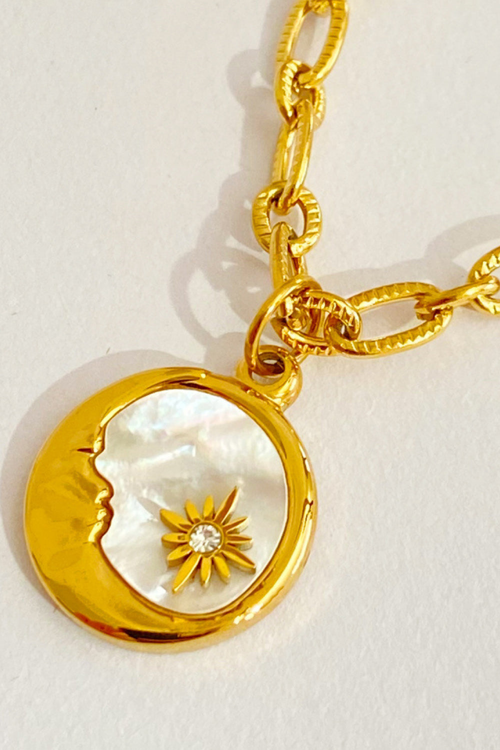 Round Pendant Stainless Steel Necklace Trendsi