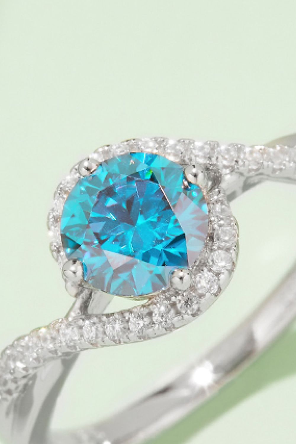 Colored Minimalist 1 Carat Moissanite Contrast 925 Sterling Silver Ring Trendsi
