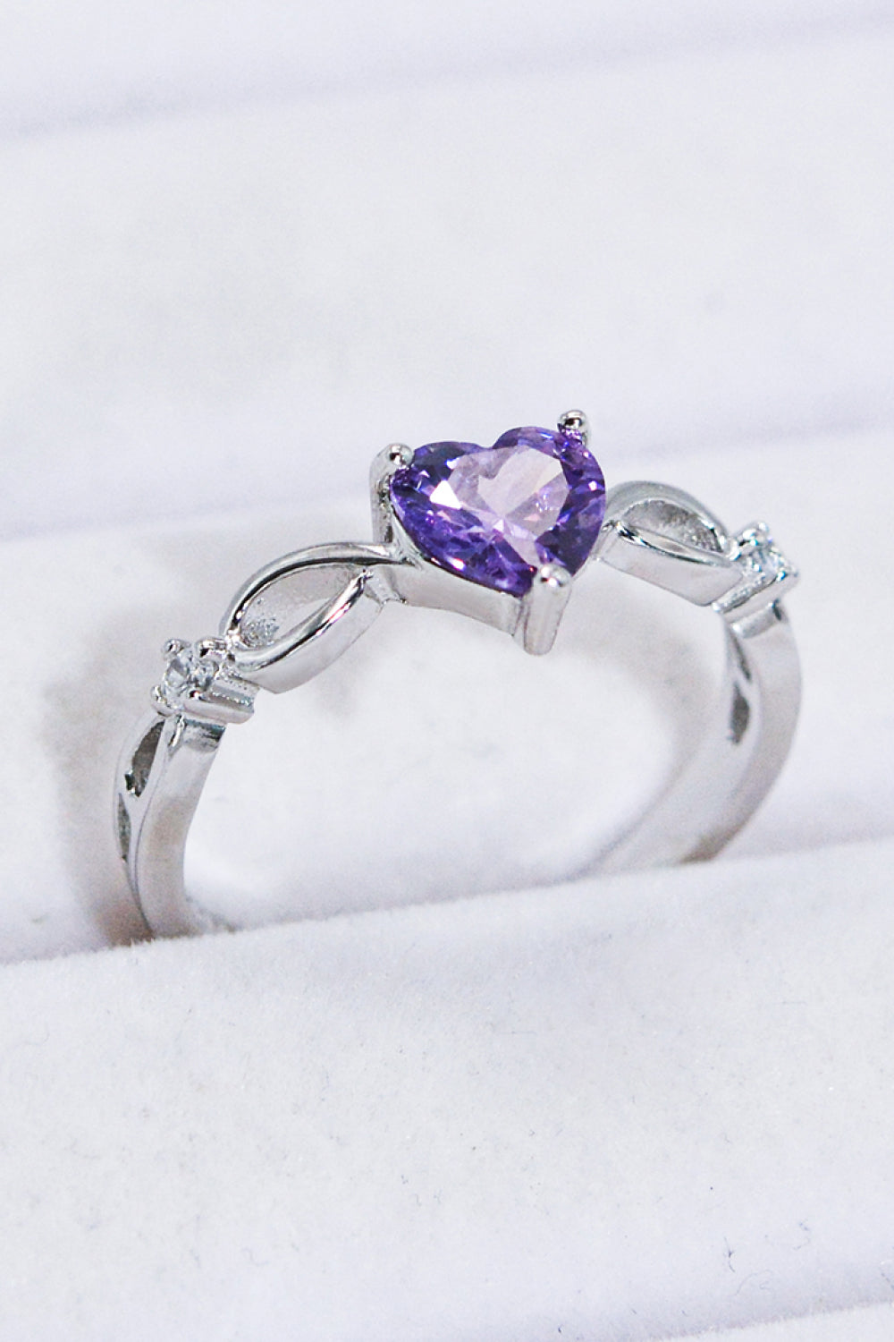 Crystal Heart 925 Sterling Silver Ring Trendsi