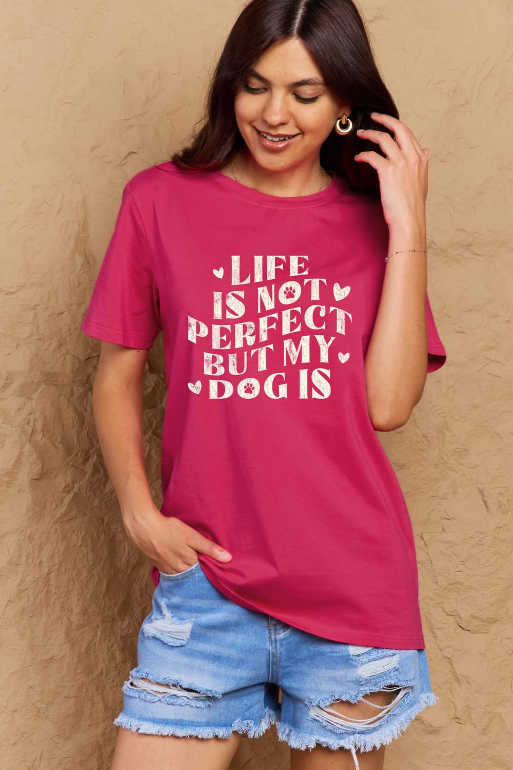 Simply Love Full Size Dog Slogan Graphic Cotton T-Shirt Trendsi