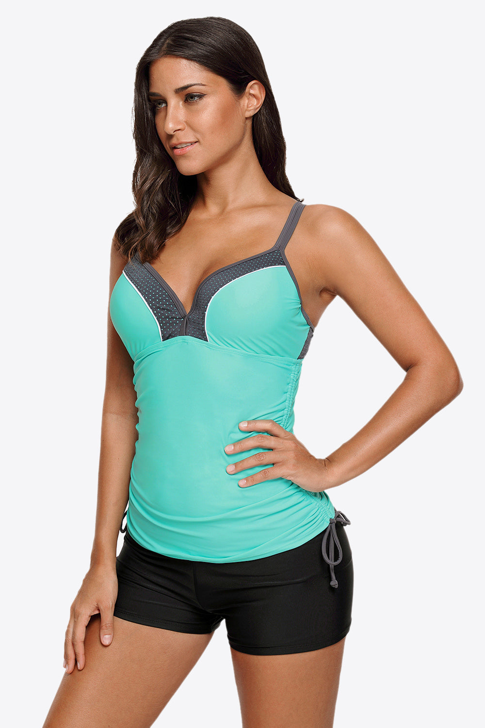 Contrast Sweetheart Neck Swim Cami Trendsi