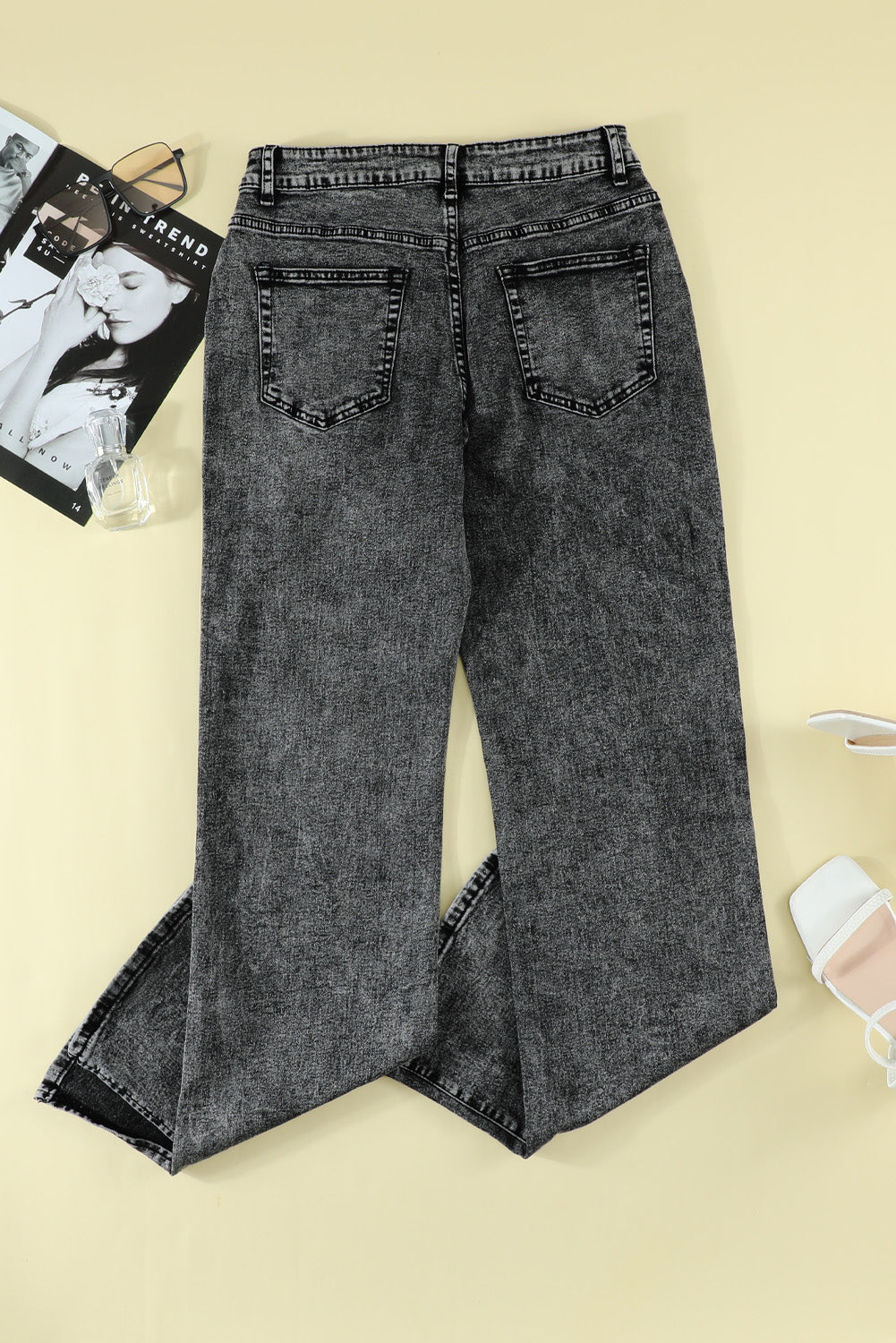 Slit Flare Jeans Trendsi