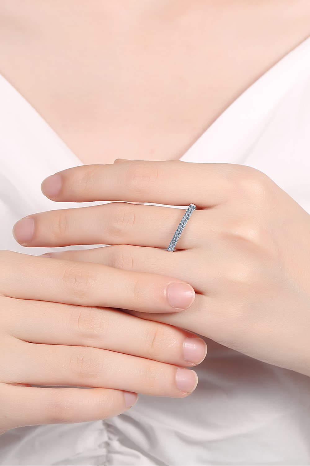 Moissanite 925 Sterling Silver Half-Eternity Ring Trendsi
