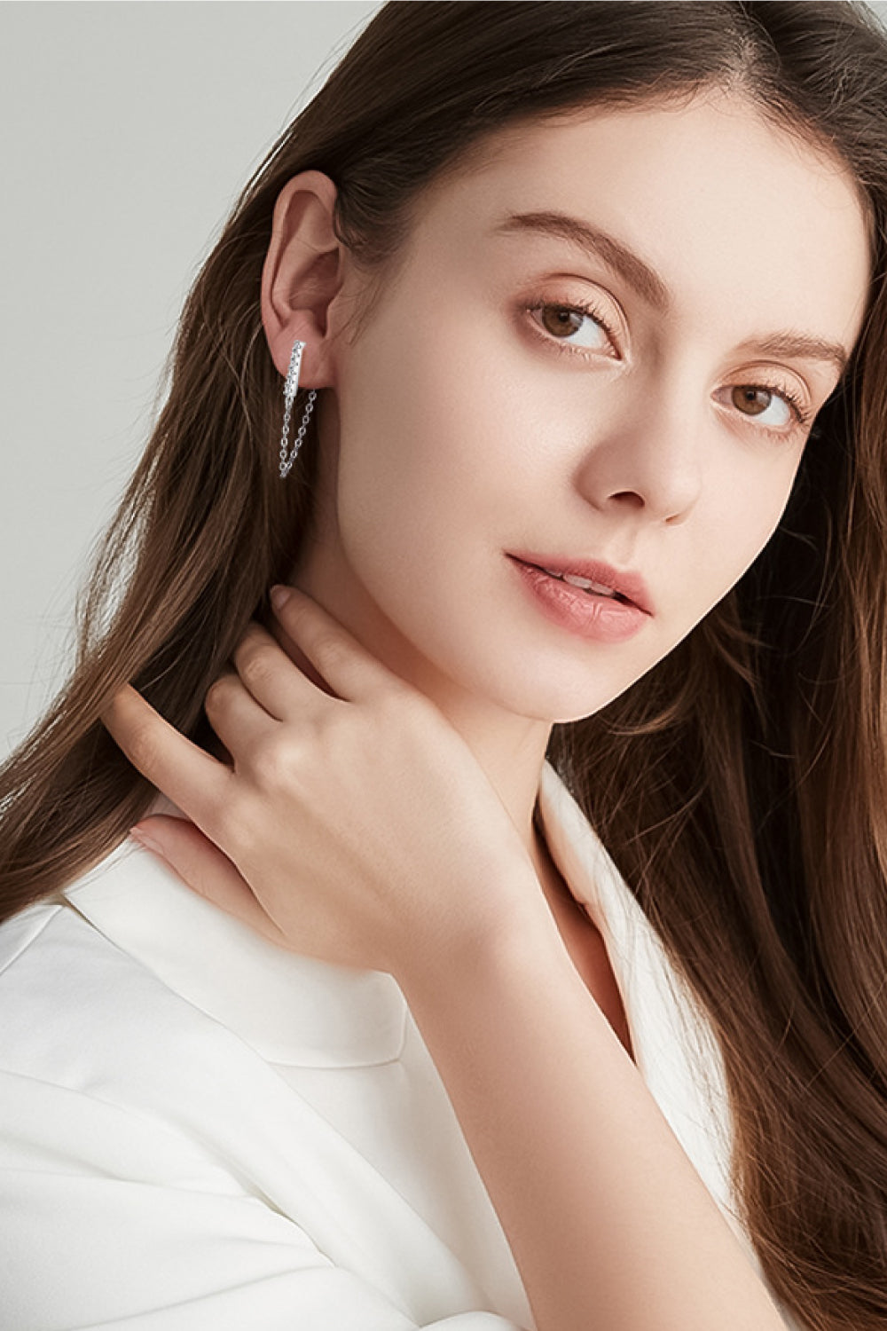 Moissanite 925 Sterling Silver Connected Earrings Trendsi