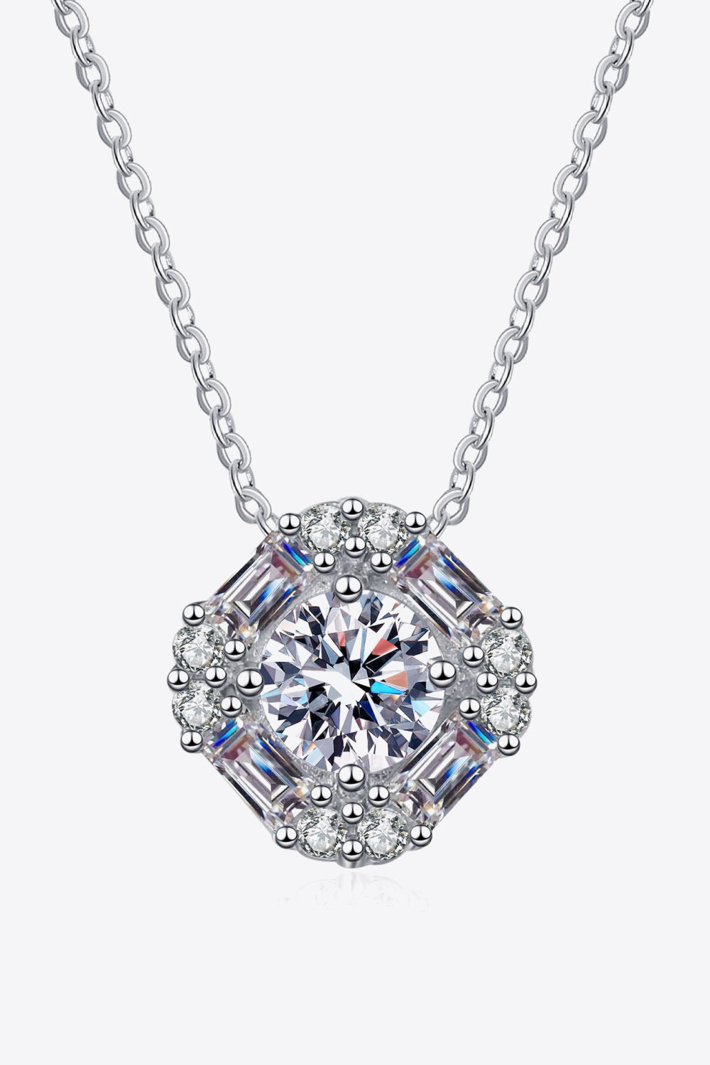 Geometric Moissanite Pendant Chain Necklace Trendsi