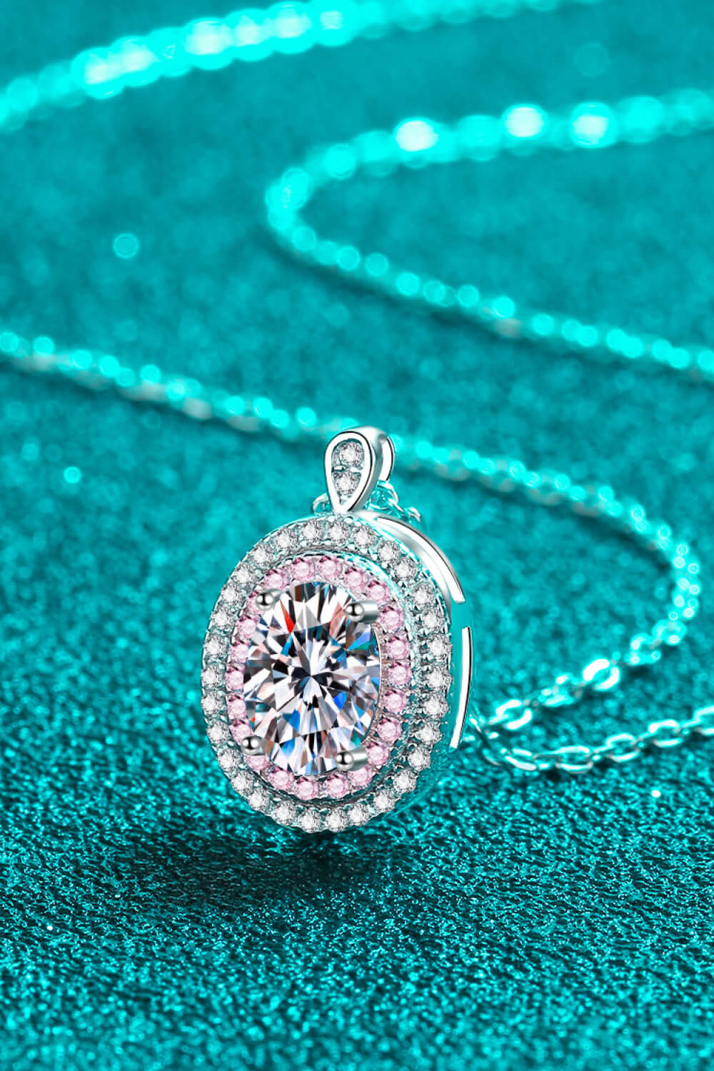Adored 925 Sterling Silver Rhodium-Plated 1 Carat Moissanite Pendant Necklace Trendsi