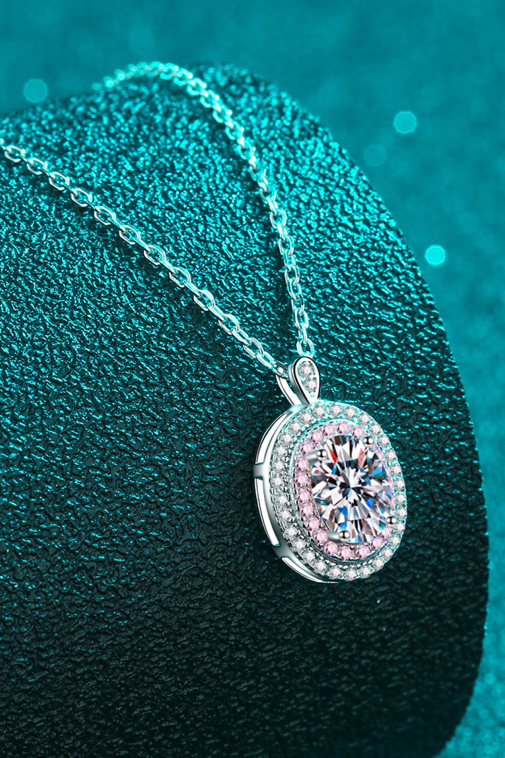 Adored 925 Sterling Silver Rhodium-Plated 1 Carat Moissanite Pendant Necklace Trendsi