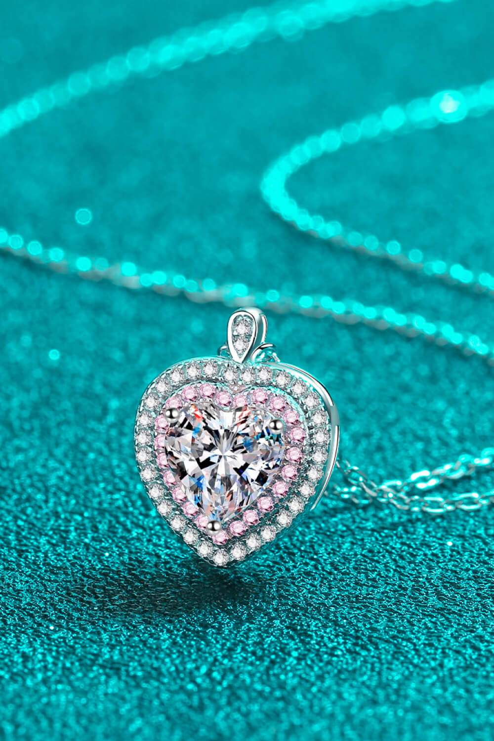 Modern 925 Sterling Silver 1 Carat Moissanite Heart Pendant Necklace Trendsi
