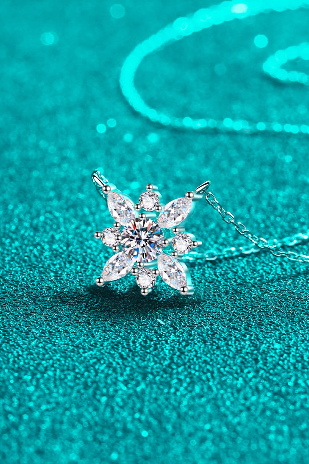 Moissanite Rhodium-Plated Necklace Trendsi