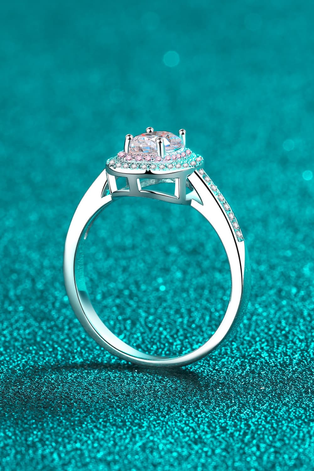 Sterling Silver Halo 1 Carat Moissanite 925 Ring Trendsi