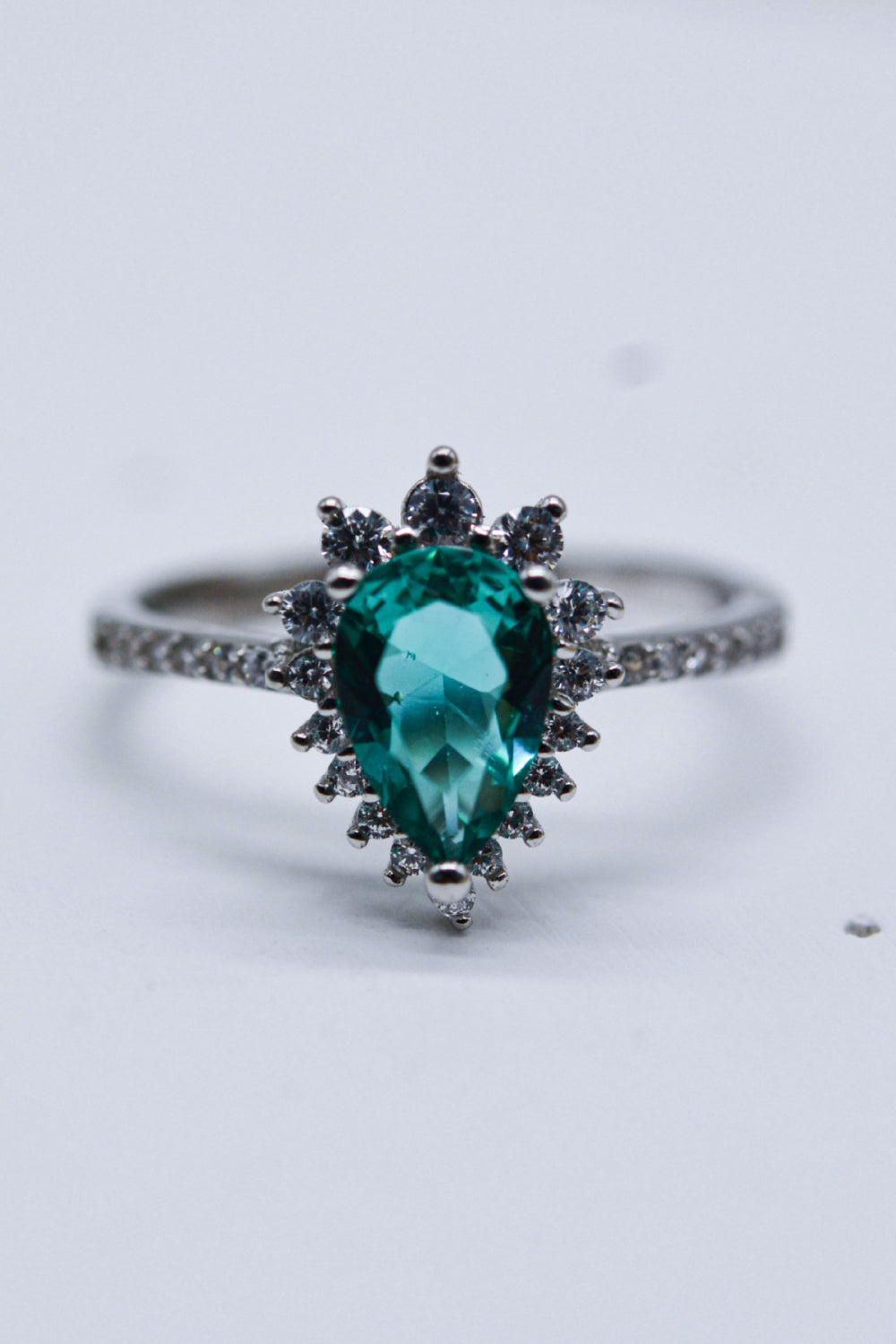 Paraiba Blue Zircon Pear Shape Ring Trendsi
