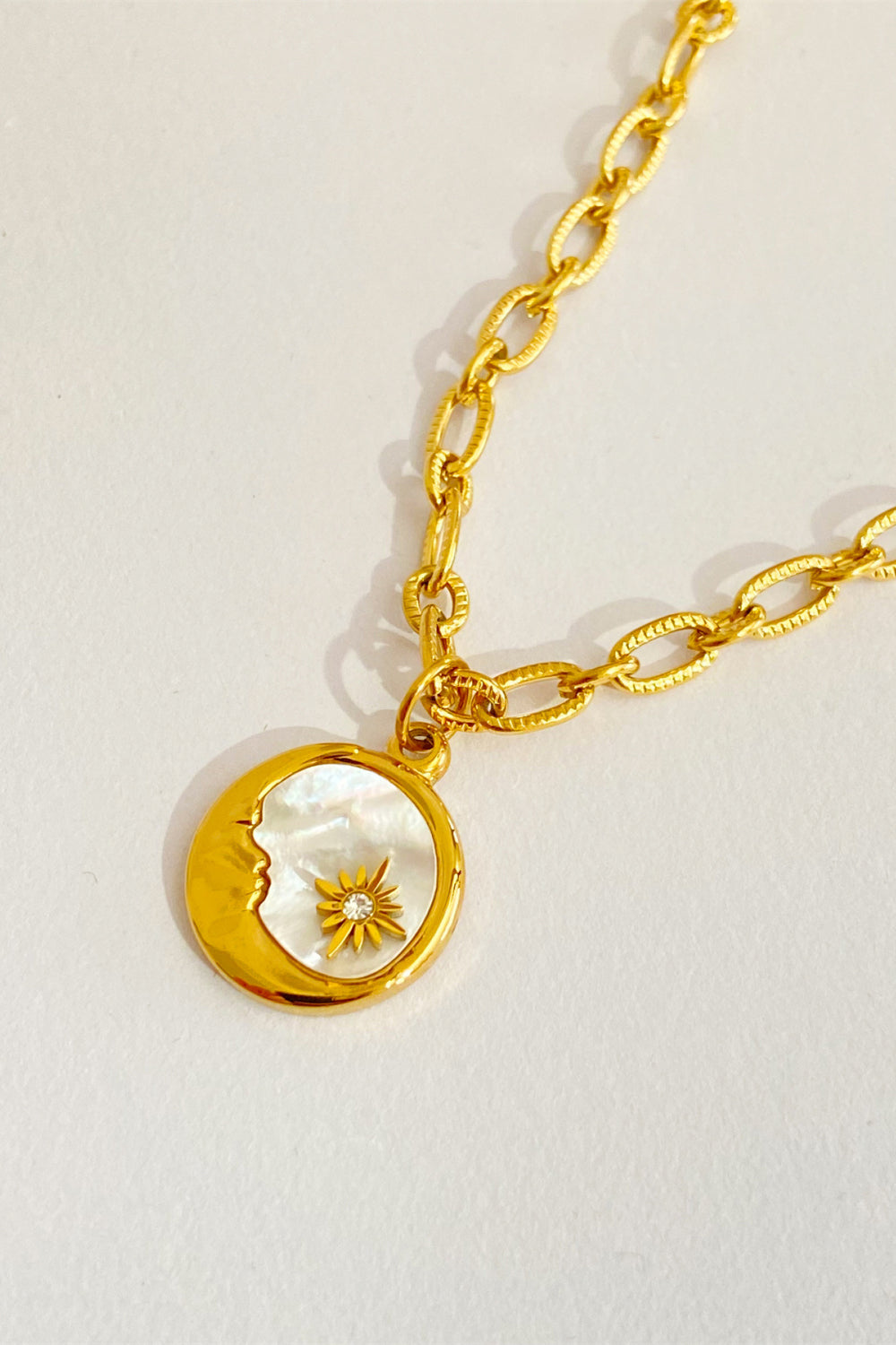 Round Pendant Stainless Steel Necklace Trendsi