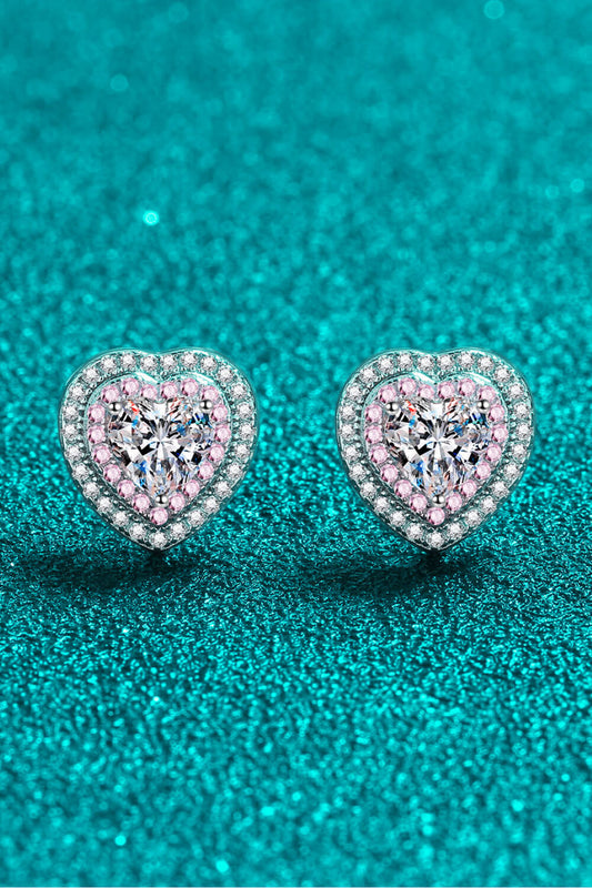 Moissanite Heart-Shaped Stud Earrings Trendsi