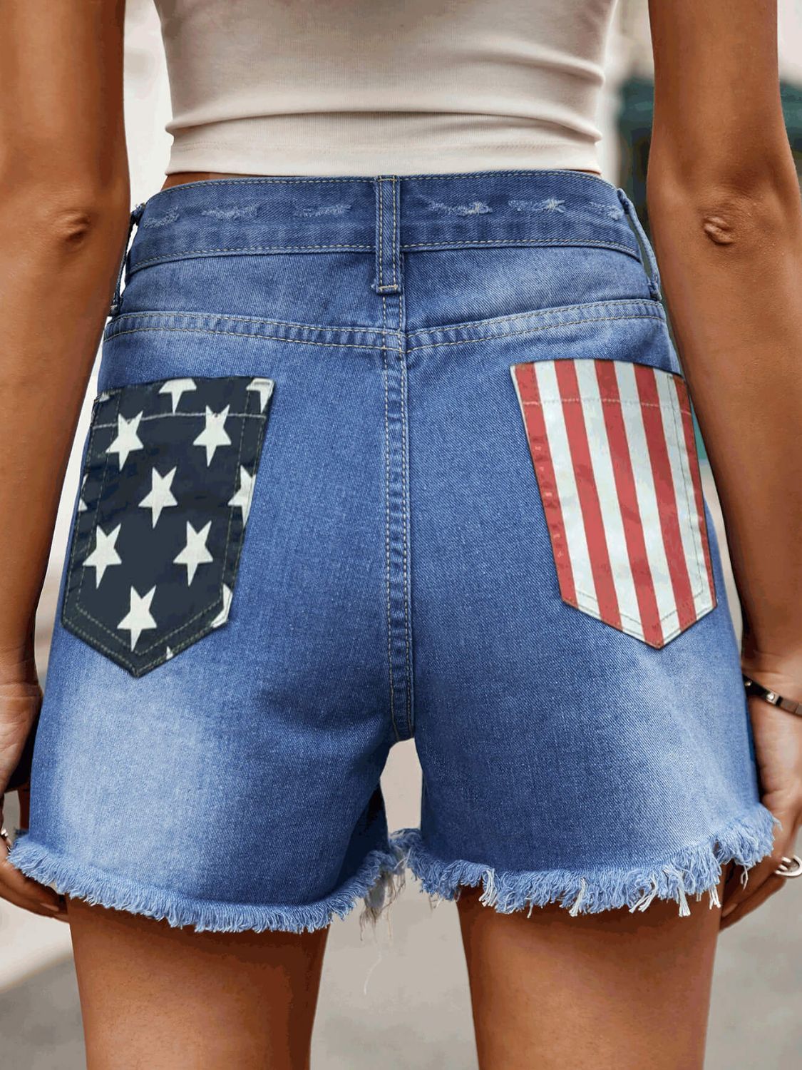 Raw Hem Denim Shorts with Pockets Trendsi