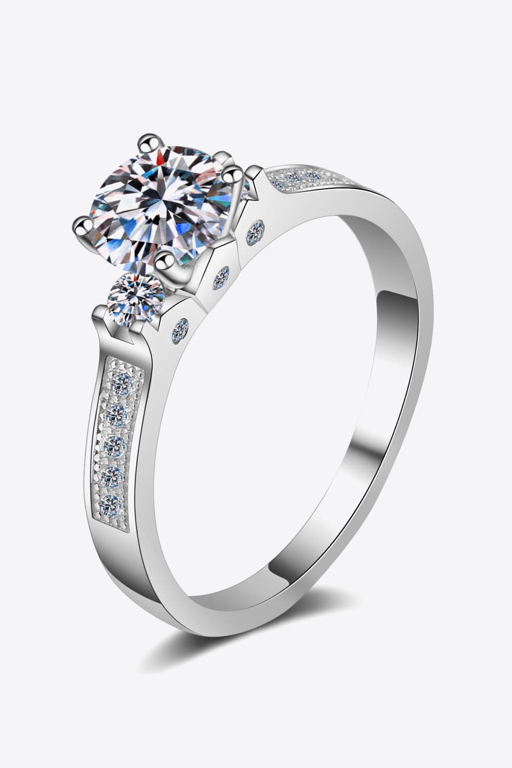 Lucky Charm Moissanite Rhodium-Plated Ring Trendsi