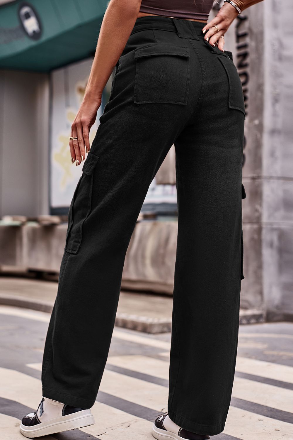 Buttoned High Waist Loose Fit Jeans Trendsi
