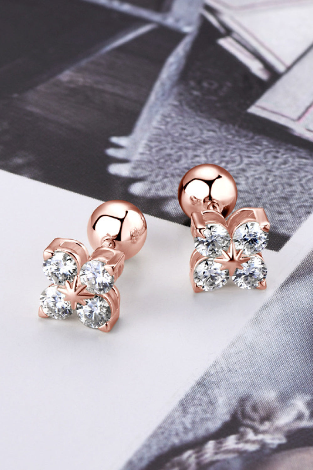 Minimalist Moissanite 925 Sterling Silver Four-Leaf Clover Shape Earrings Trendsi