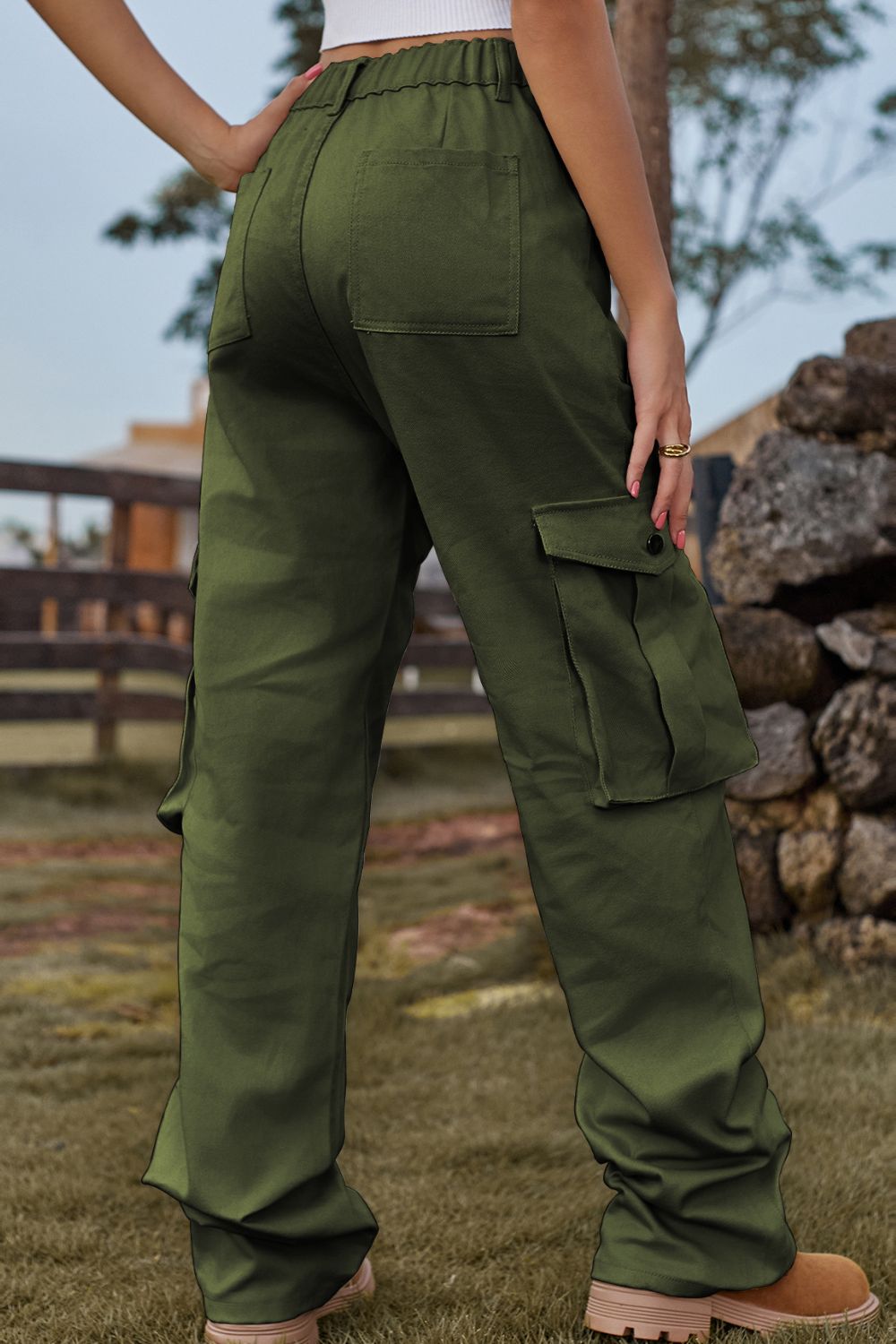 Loose Fit Long Jeans with Pockets Trendsi
