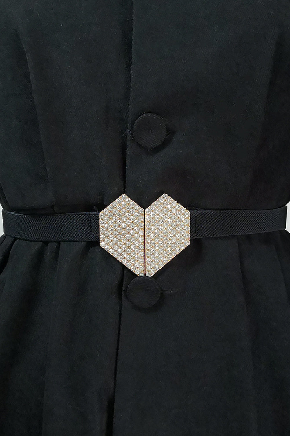 Rhinestone Heart Buckle Elastic Belt Trendsi