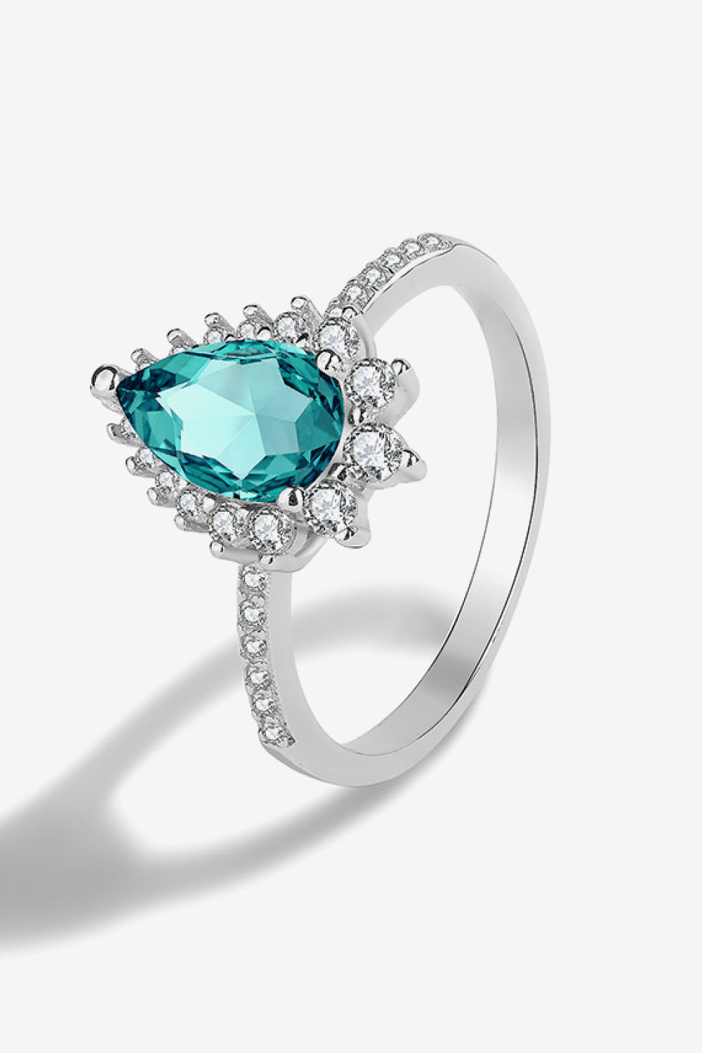 Paraiba Blue Zircon Pear Shape Ring Trendsi