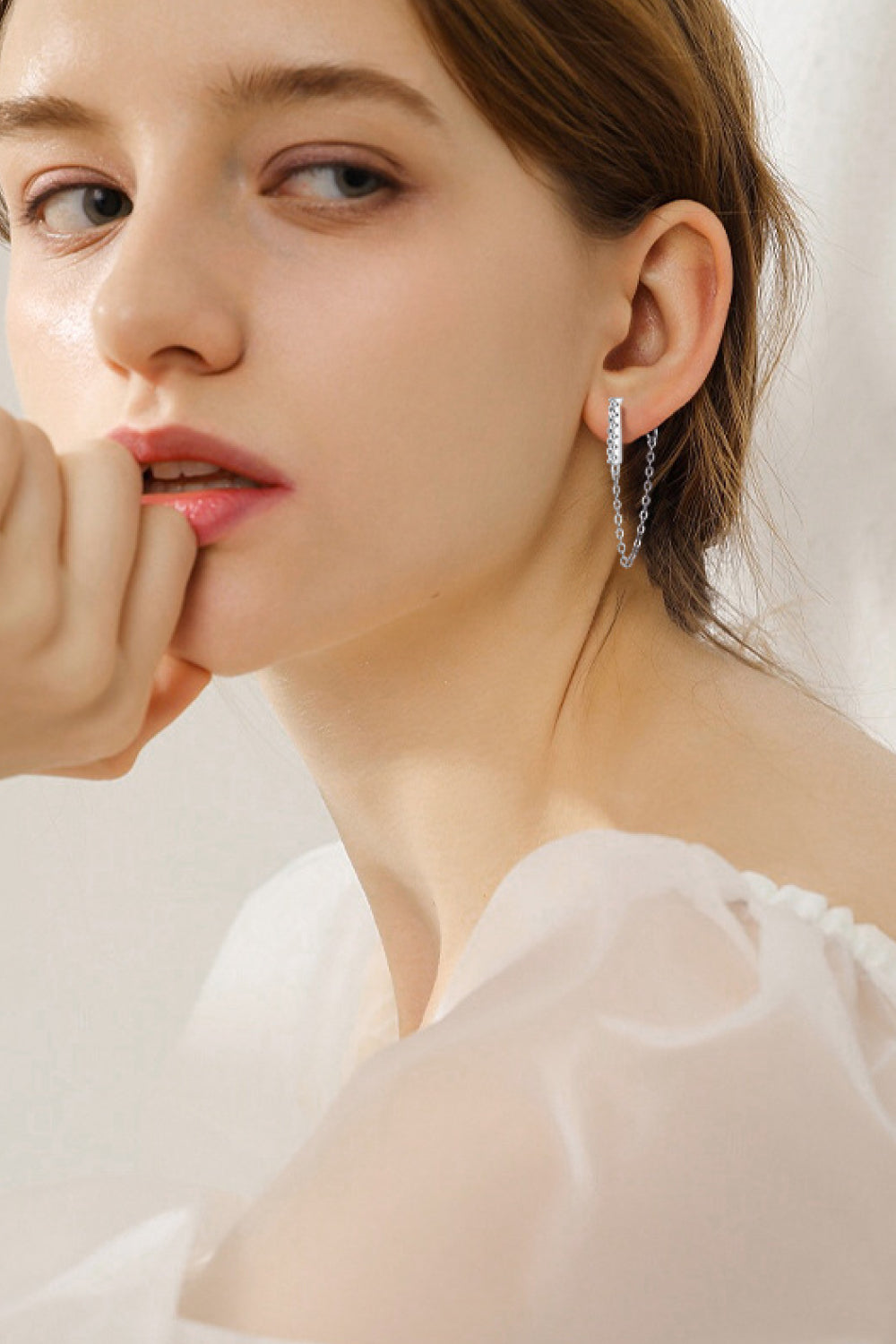 Moissanite 925 Sterling Silver Connected Earrings Trendsi