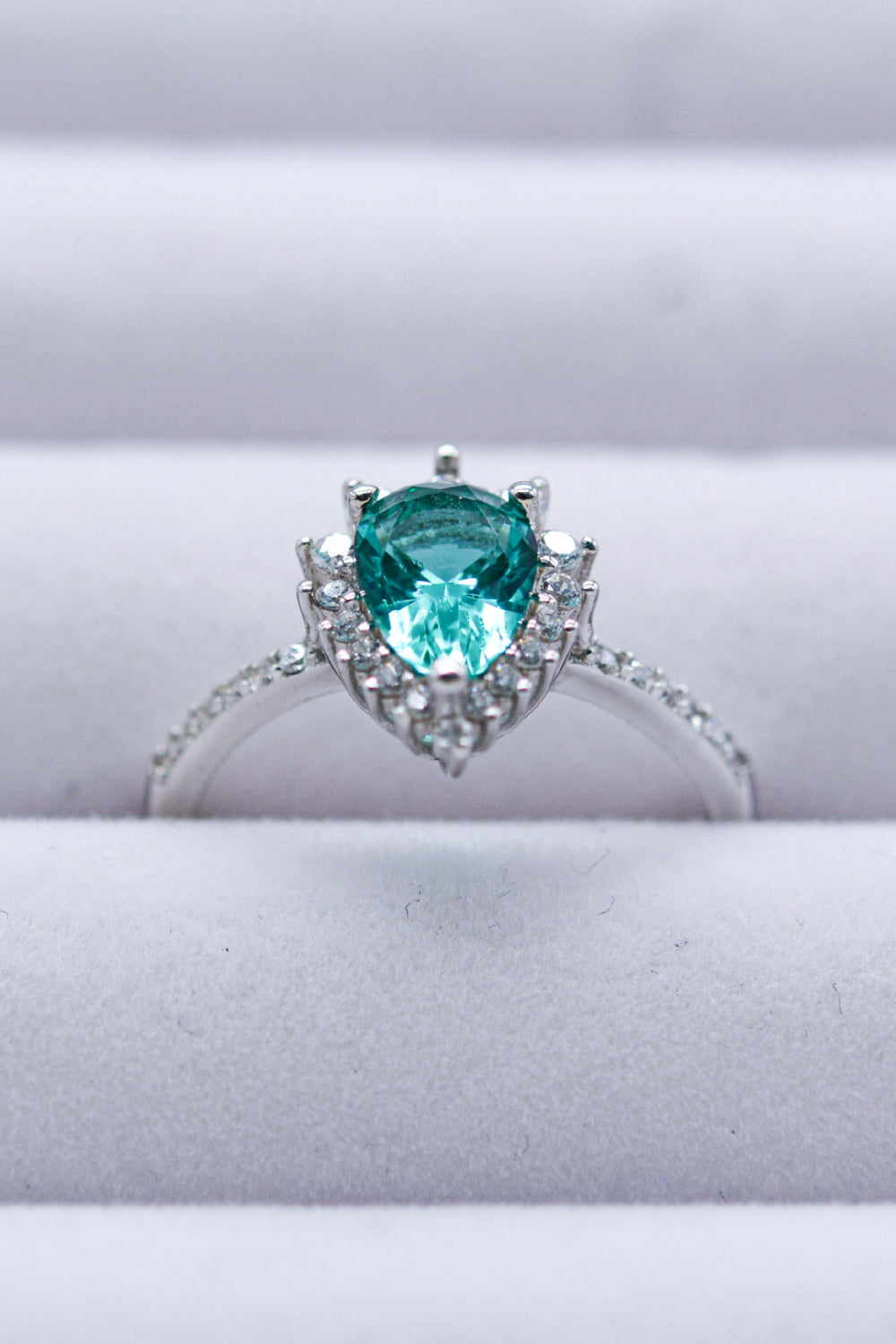 Paraiba Blue Zircon Pear Shape Ring Trendsi