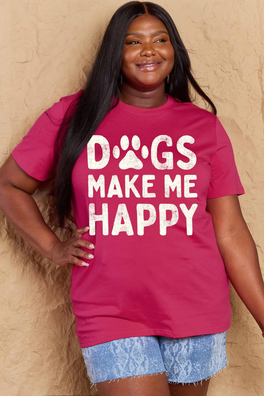 Simply Love Full Size DOGS MAKE ME HAPPY Graphic Cotton T-Shirt Trendsi