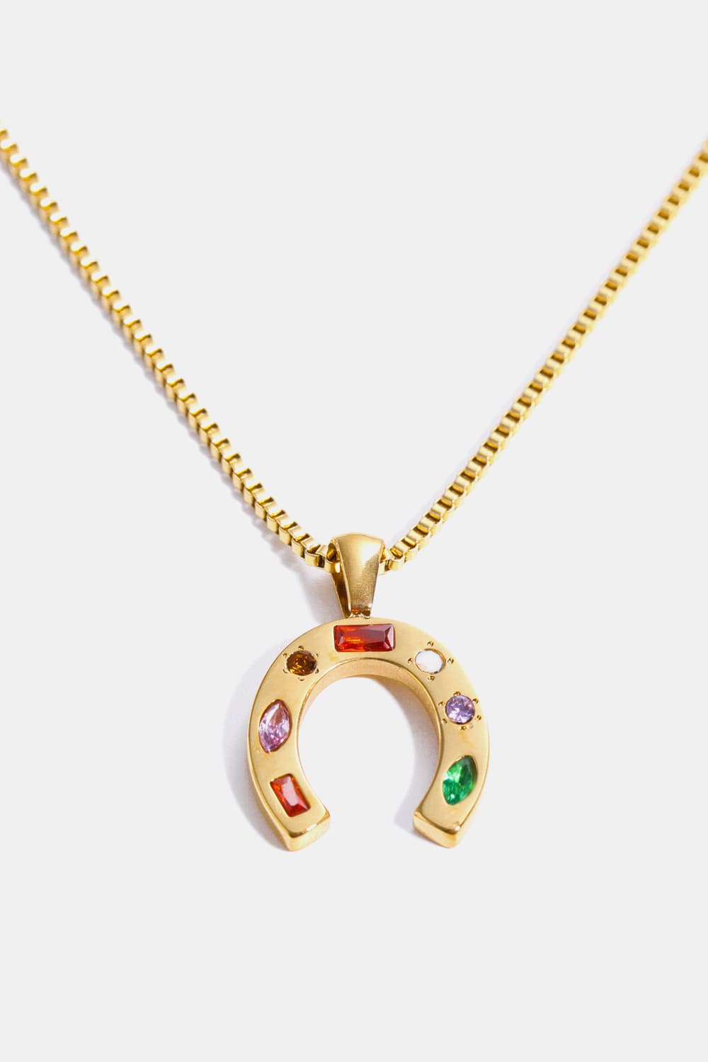 Inlaid Zircon Pendant Stainless Steel Necklace Trendsi