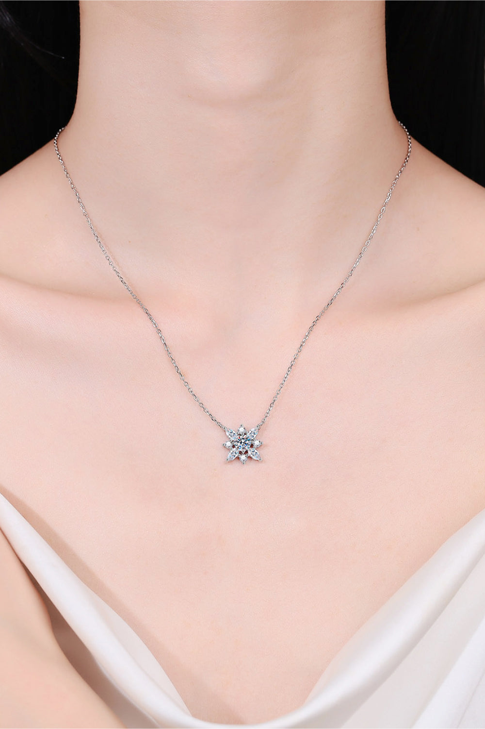 Moissanite Rhodium-Plated Necklace Trendsi