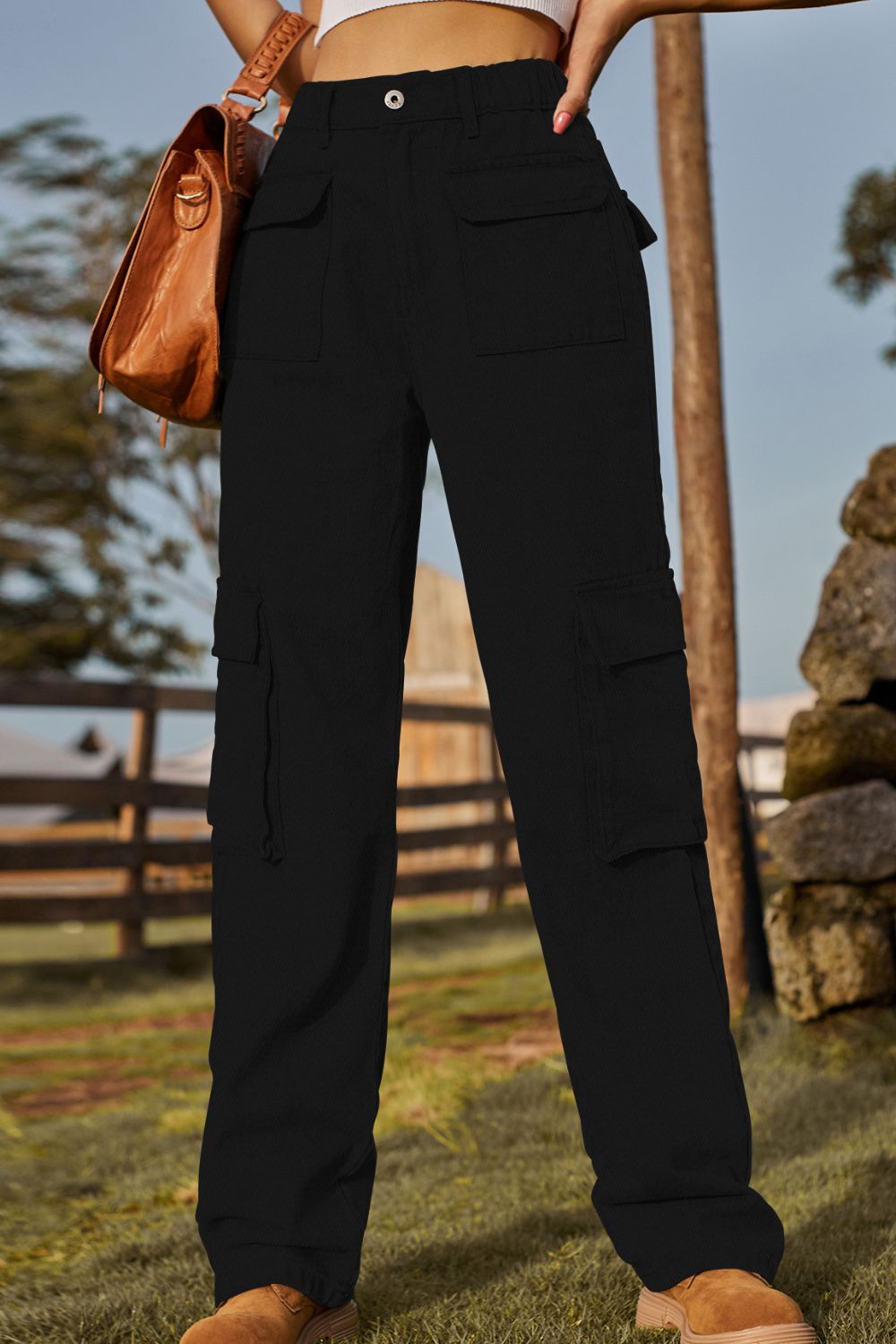 Loose Fit Long Jeans with Pockets Trendsi