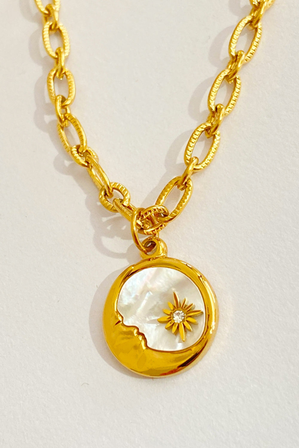 Round Pendant Stainless Steel Necklace Trendsi