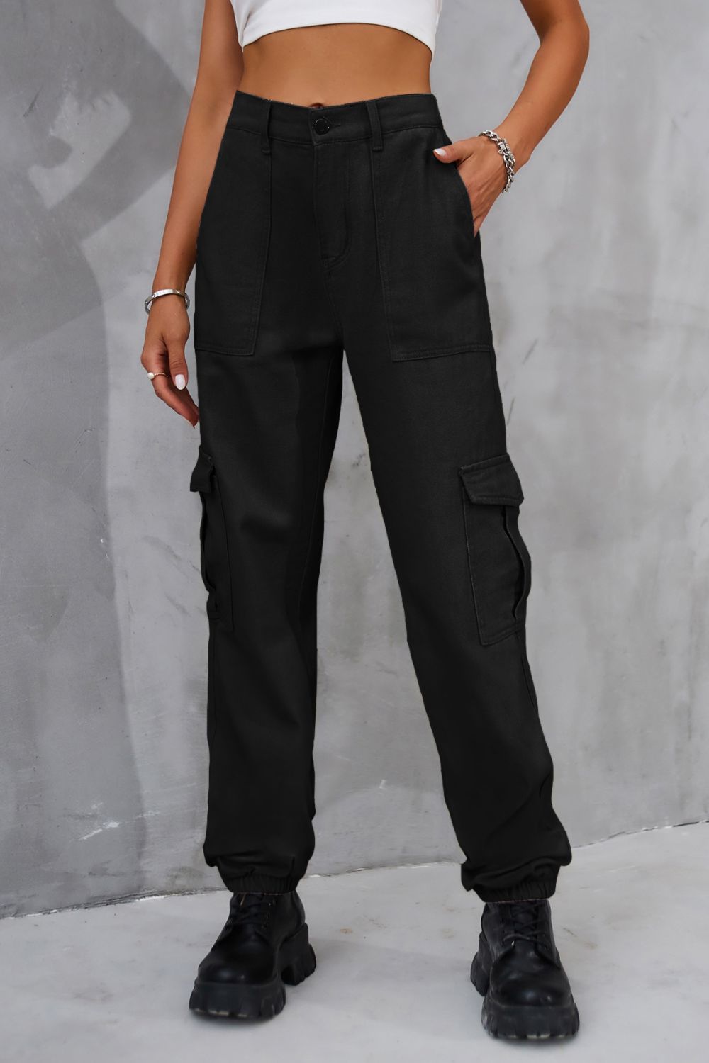 Buttoned High Waist Jeans with Pockets Trendsi