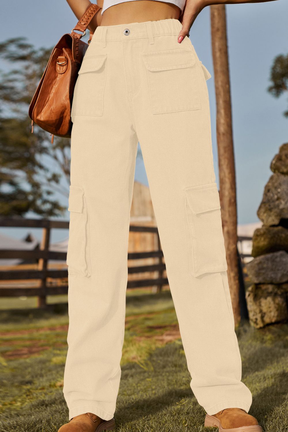 Loose Fit Long Jeans with Pockets Trendsi