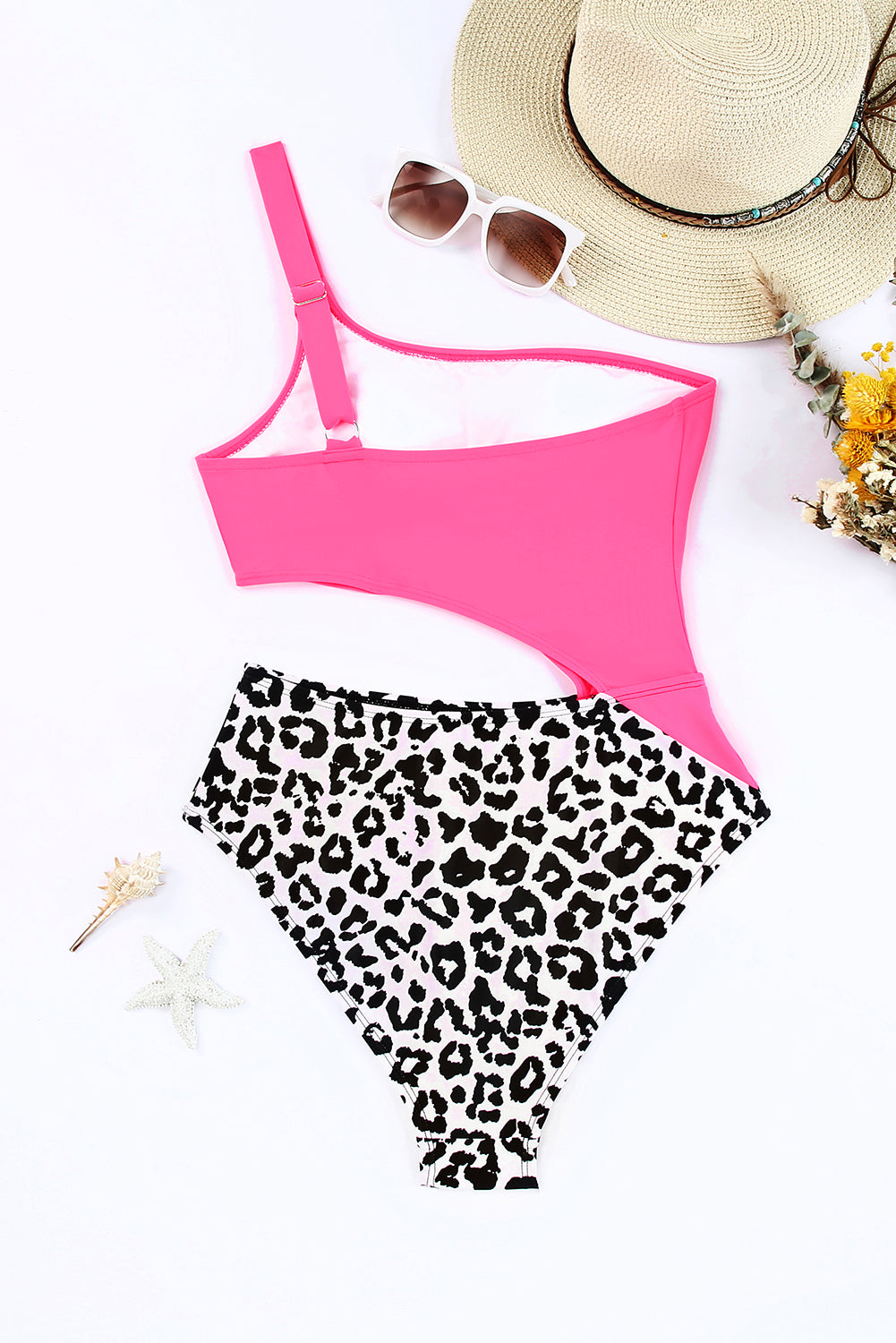 Leopard Cutout One-Shoulder One-Piece Swimsuit Trendsi