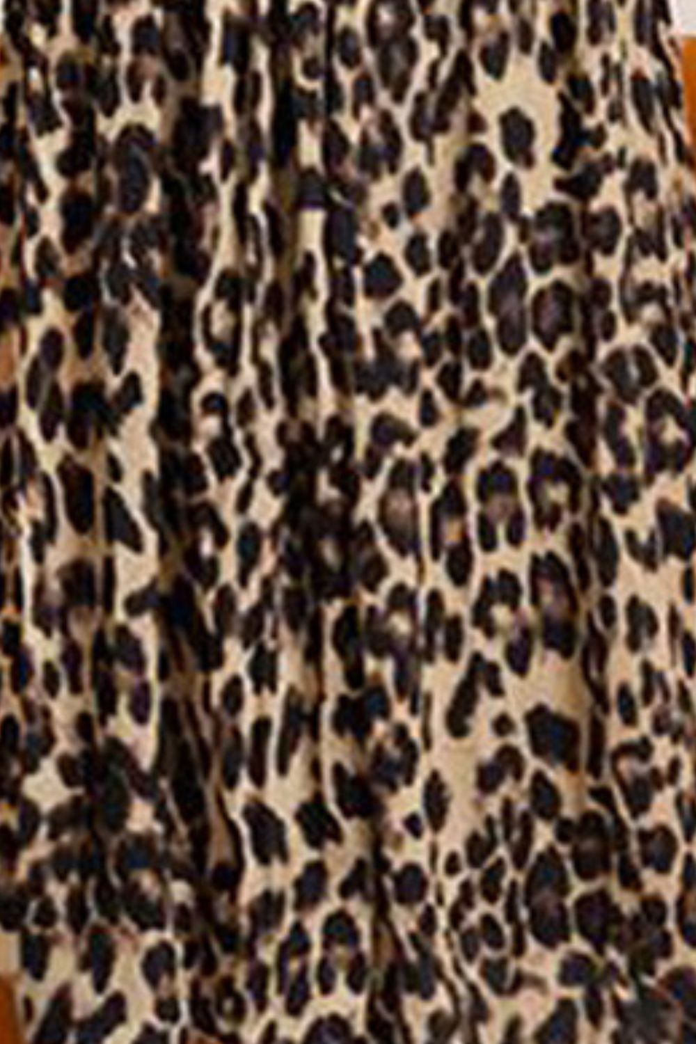 Plus Size Leopard Print Midi Skirt Trendsi