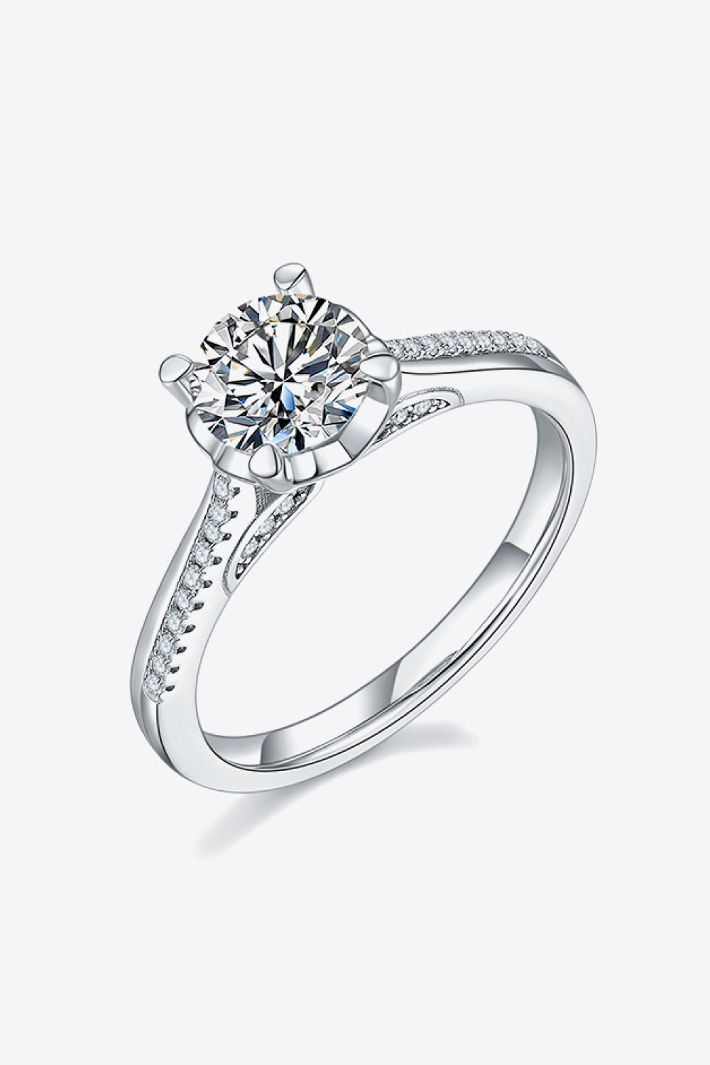 Side Stone Adored 1 Carat Moissanite 925 Sterling Silver Ring Trendsi