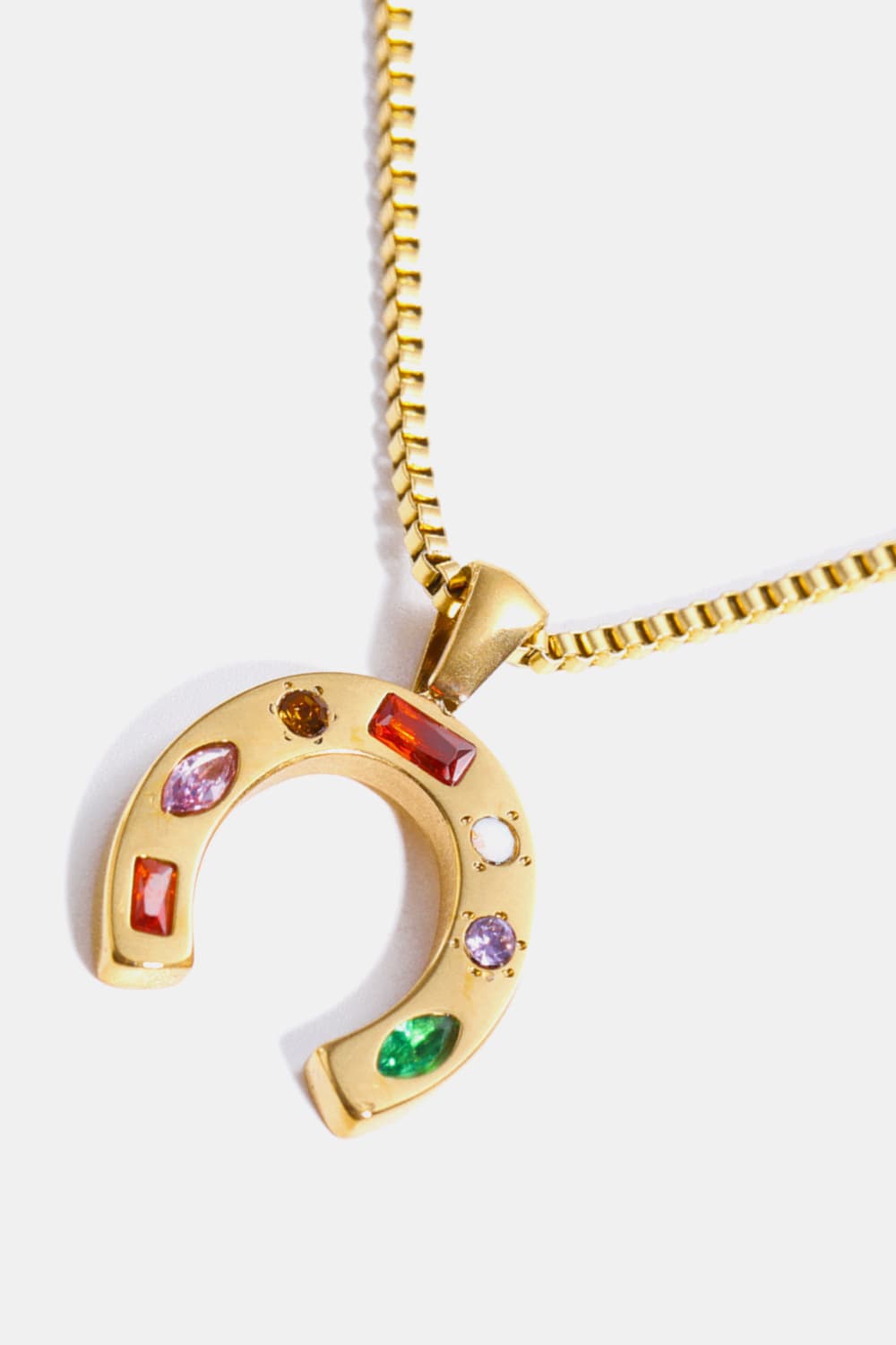 Inlaid Zircon Pendant Stainless Steel Necklace Trendsi