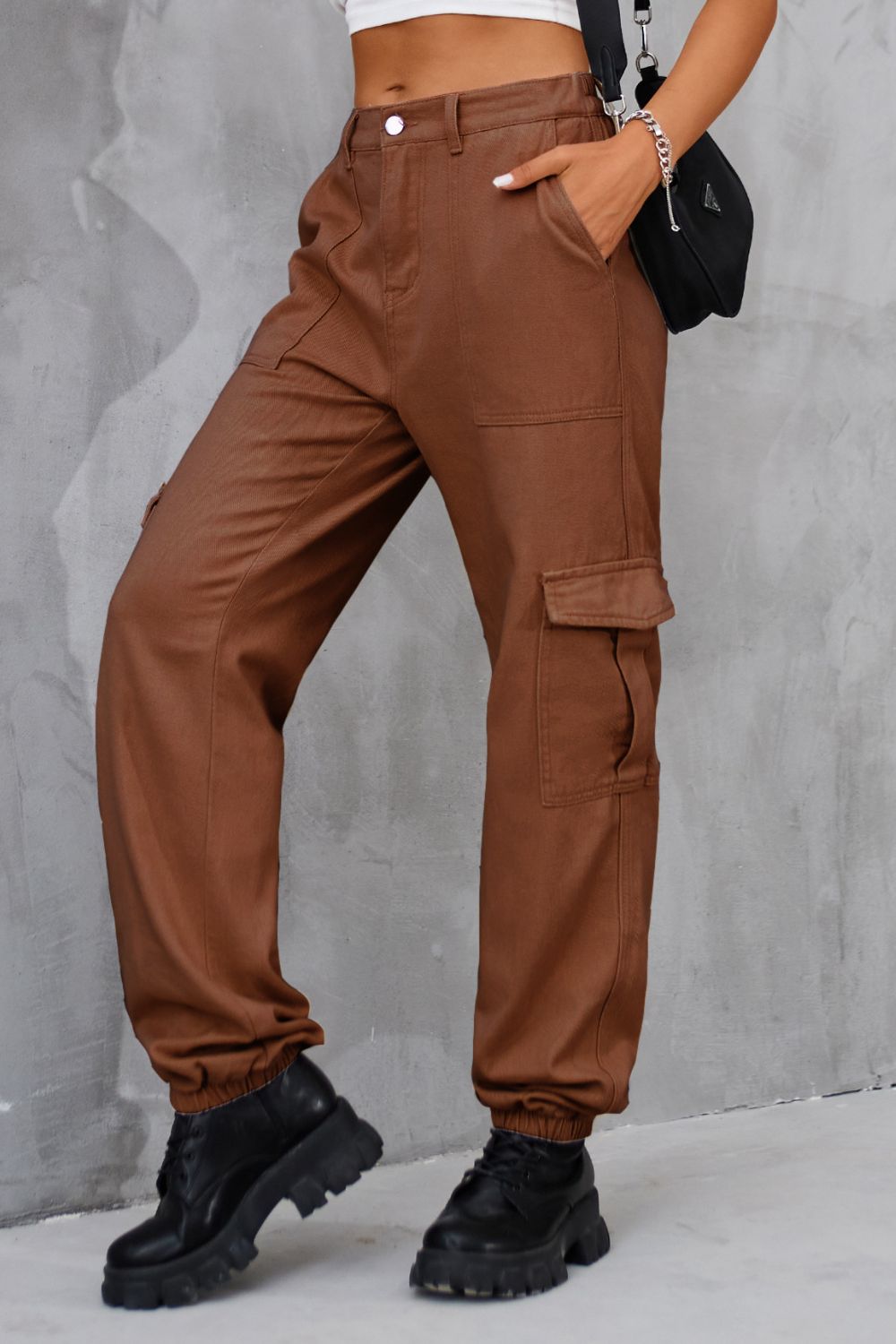 Buttoned High Waist Jeans with Pockets Trendsi