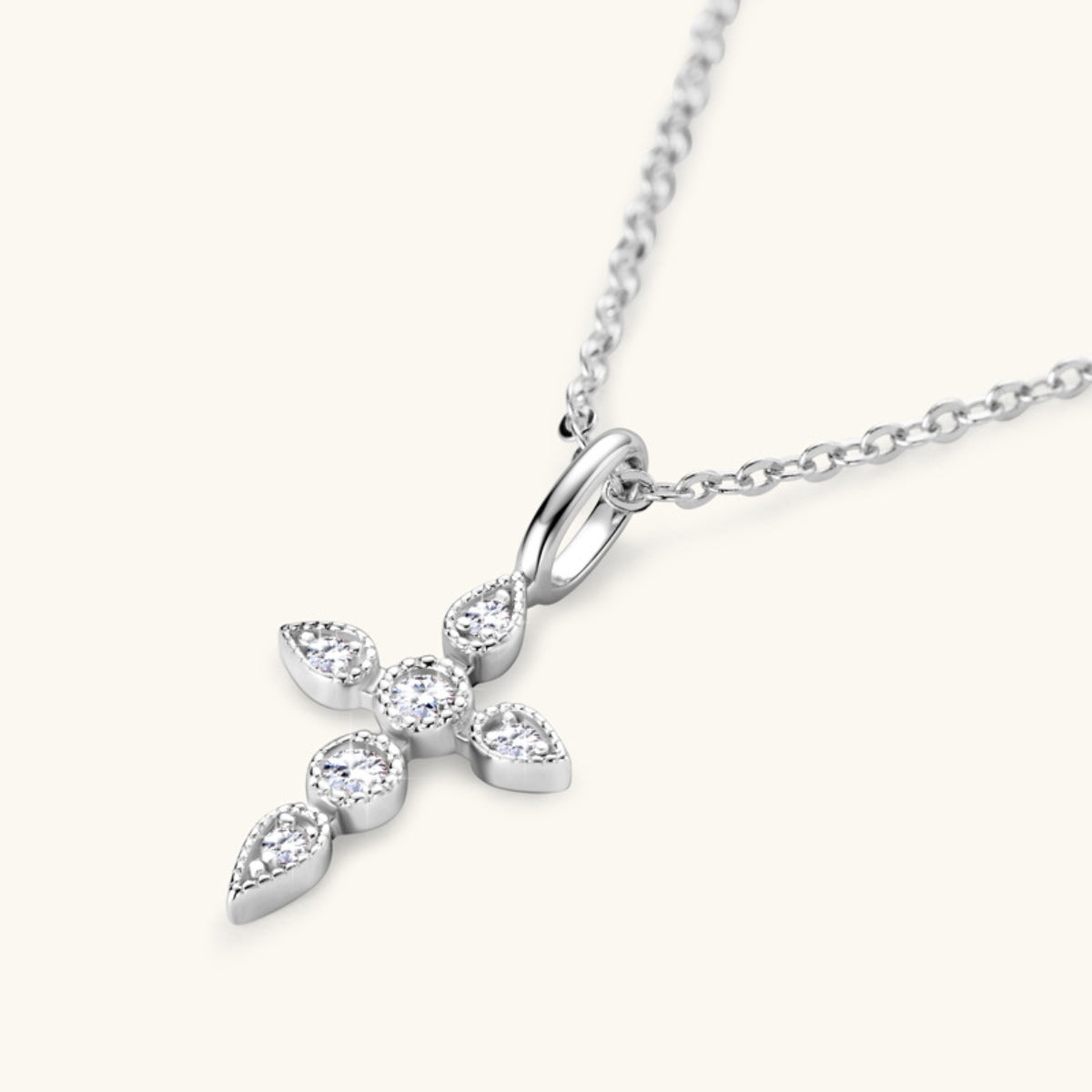 925 Sterling Silver Moissanite Cross Pendant Necklace Trendsi