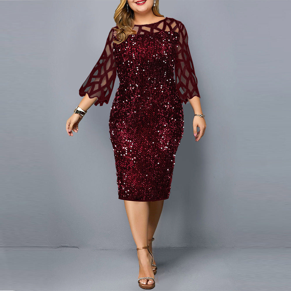 Party Dresses Sequin Plus Size Women's Sexy Night Club Dress CJ