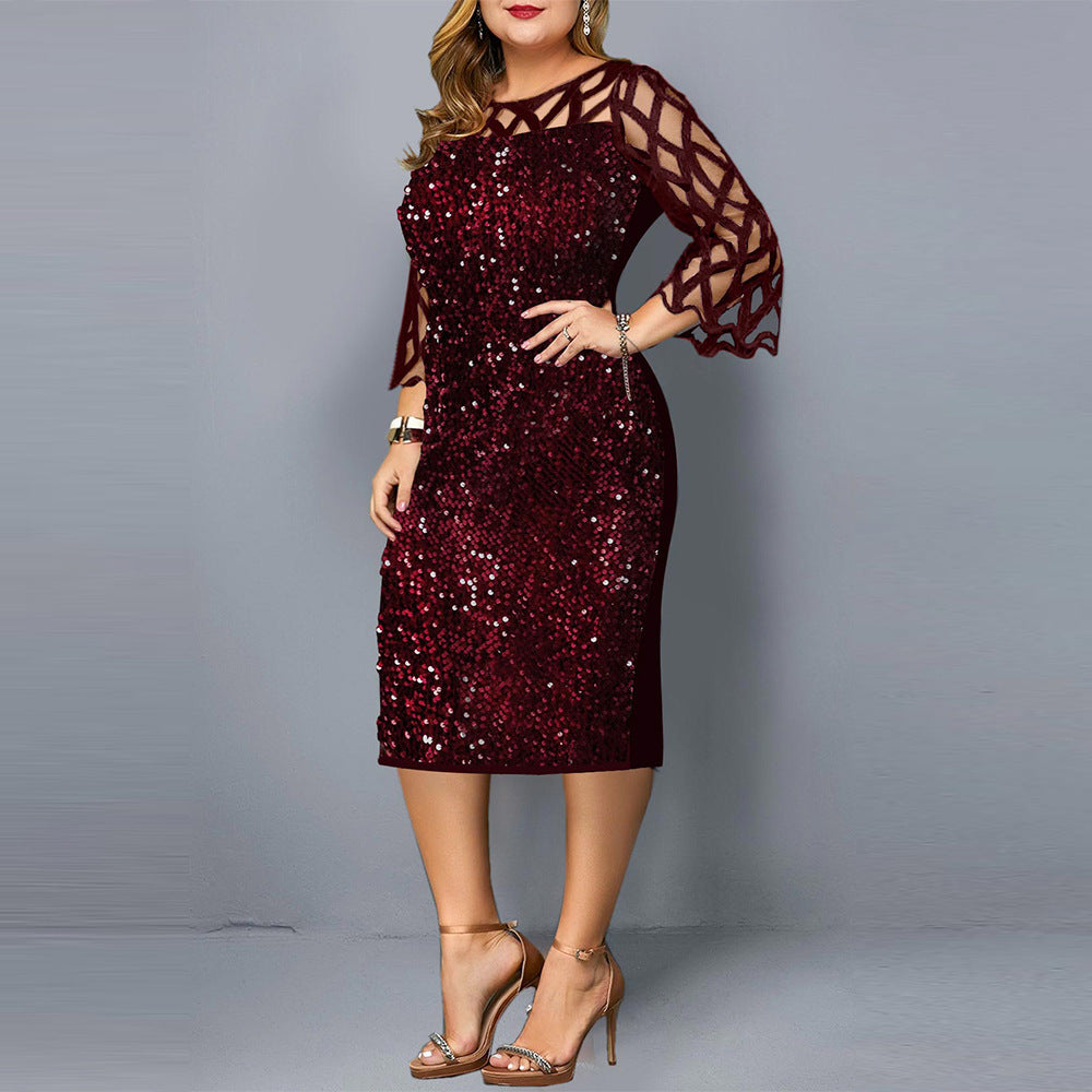 Party Dresses Sequin Plus Size Women's Sexy Night Club Dress CJ