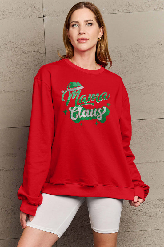 Simply Love Full Size MAMA CLAUS Round Neck Sweatshirt Trendsi