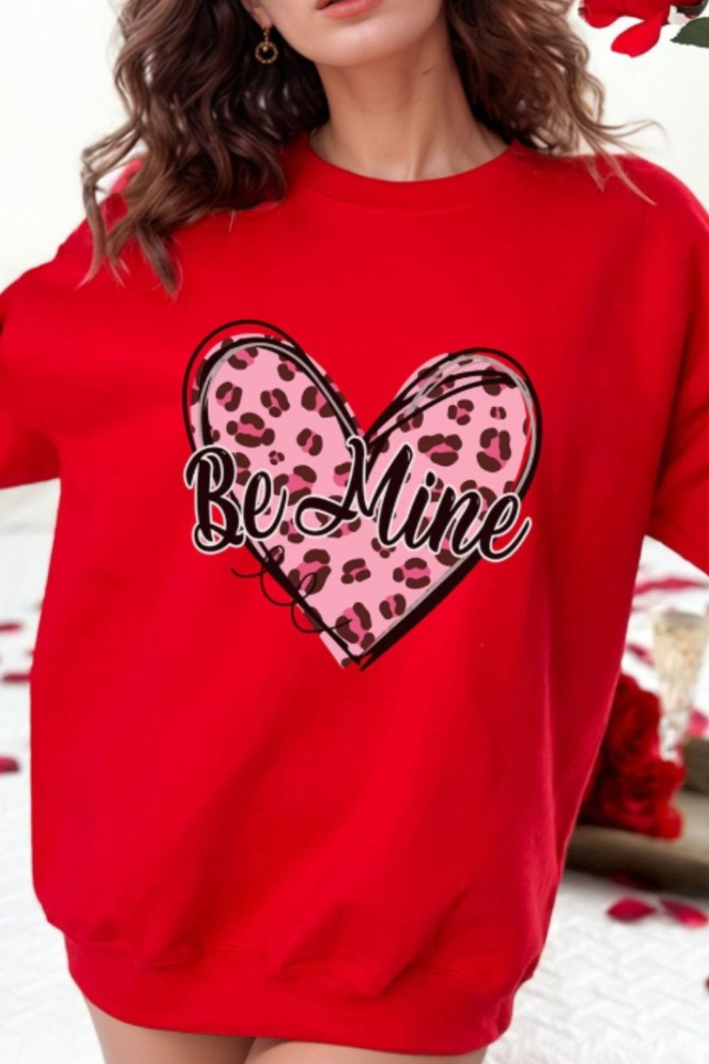 Valentine's Day BE MINE Heart Long Sleeve Sweatshirt Trendsi