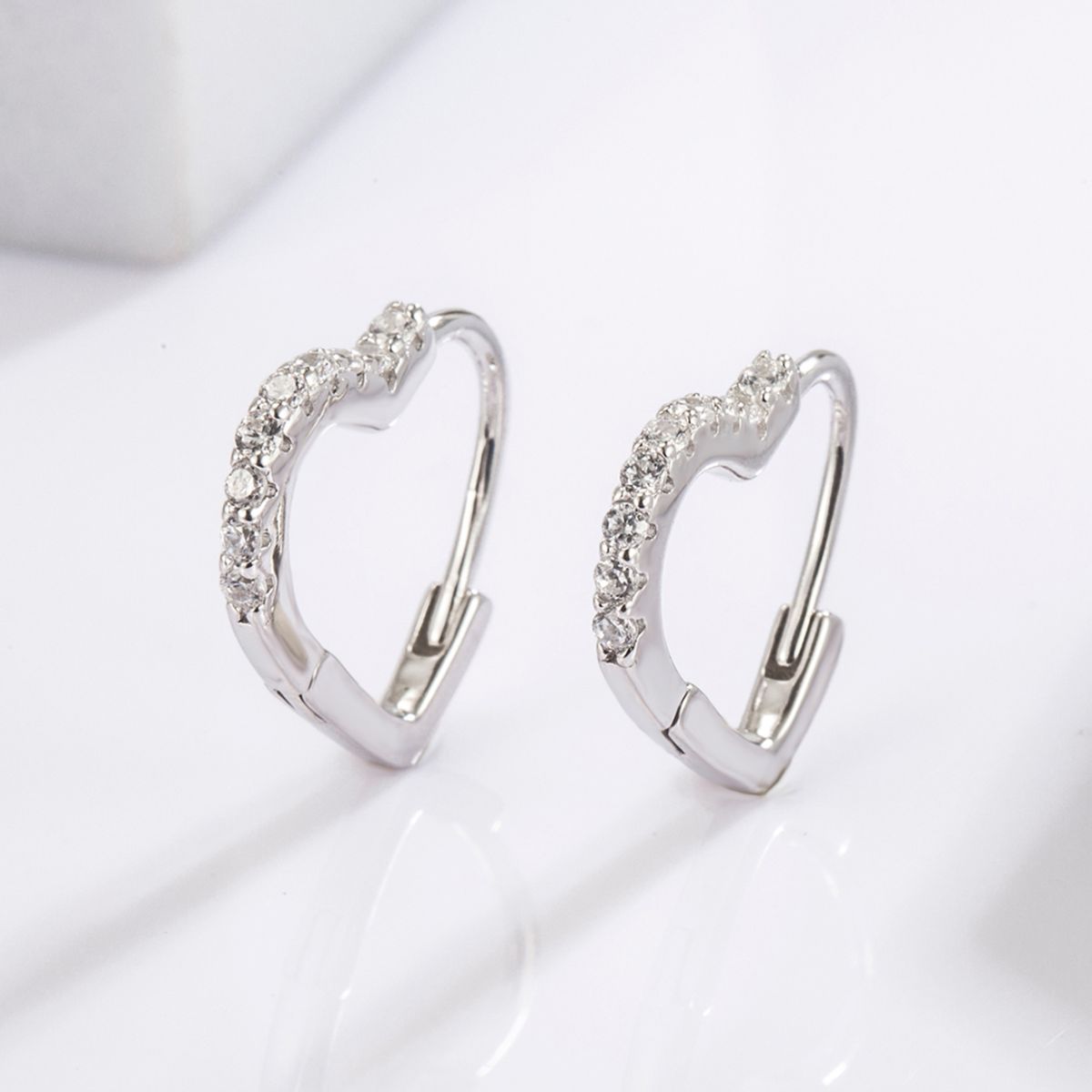 925 Serling Silver Zircon Heart Shape Earrings Trendsi