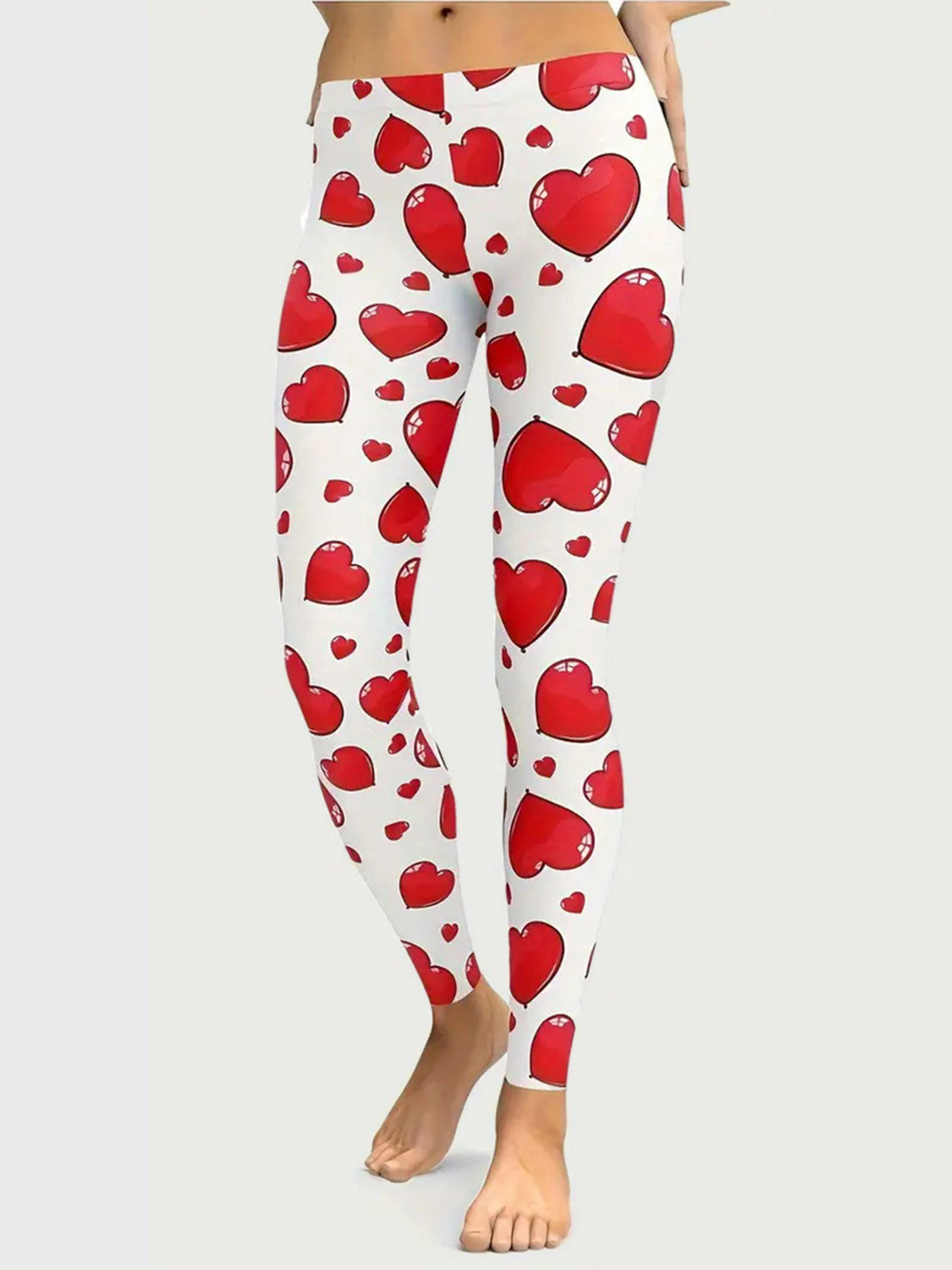 Heart Print Skinny Pants Trendsi