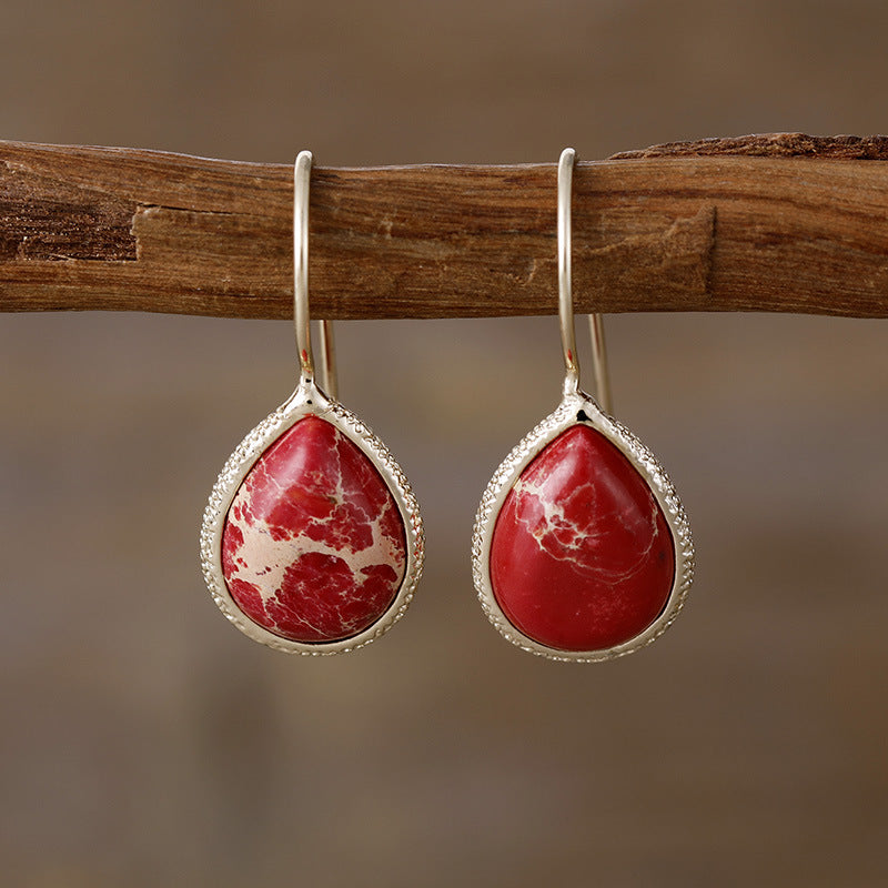 Copper Natural Stone Teardrop Shape Earrings Trendsi